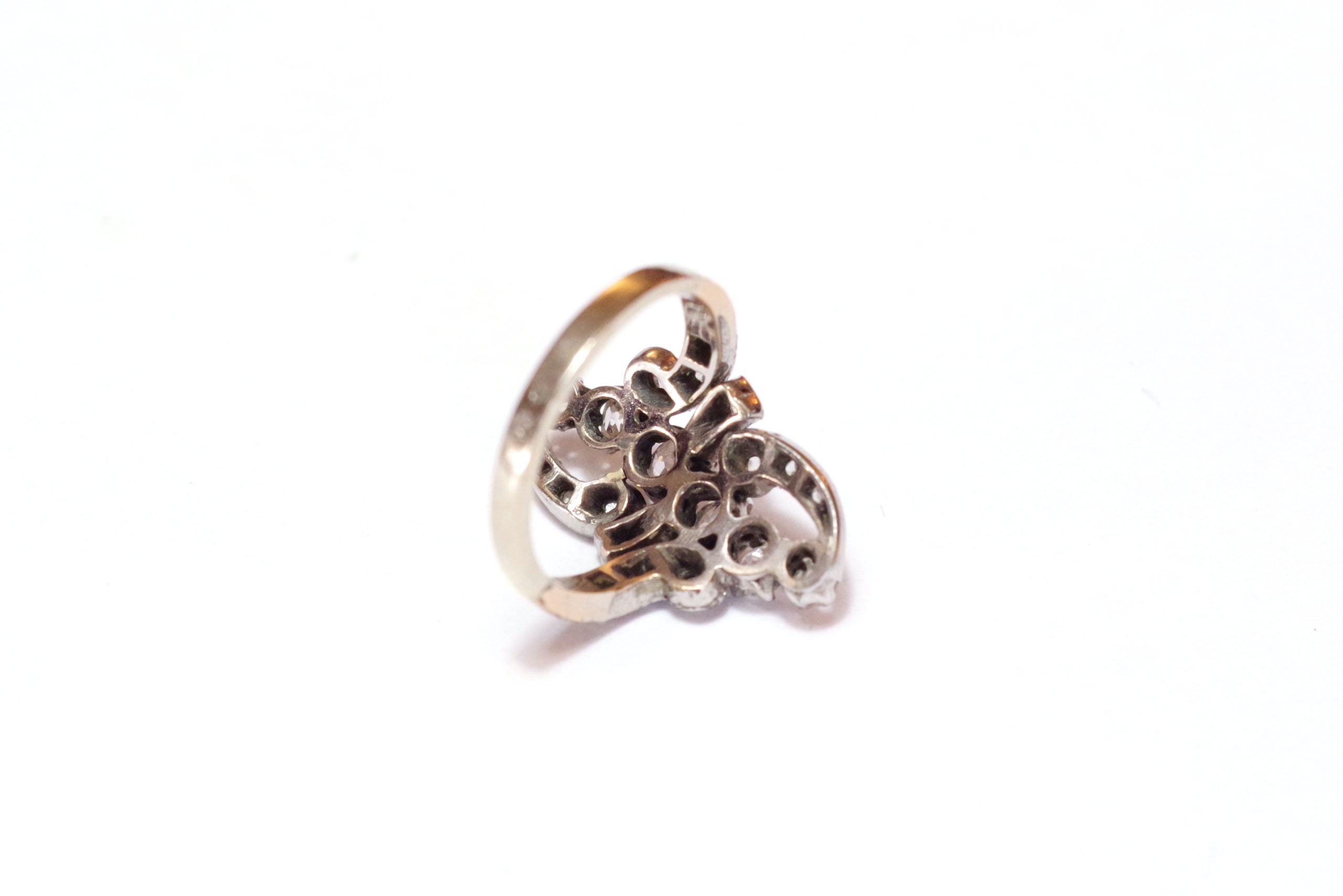 antique diamond scroll ring gold