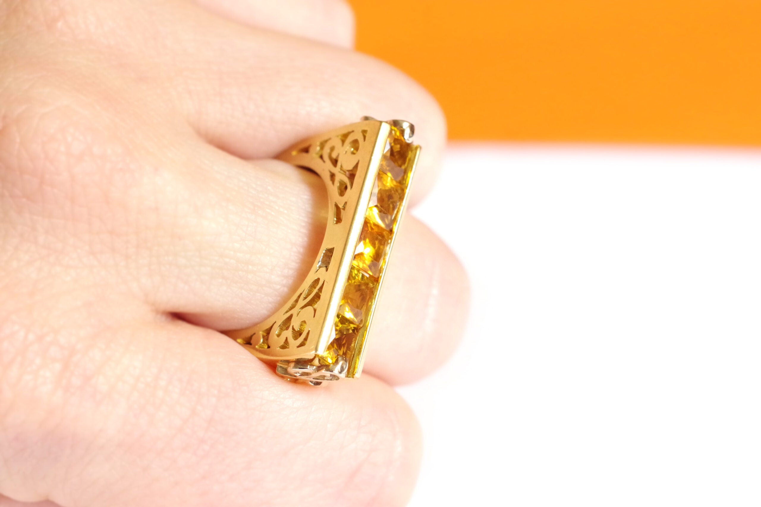 bague citrine en or