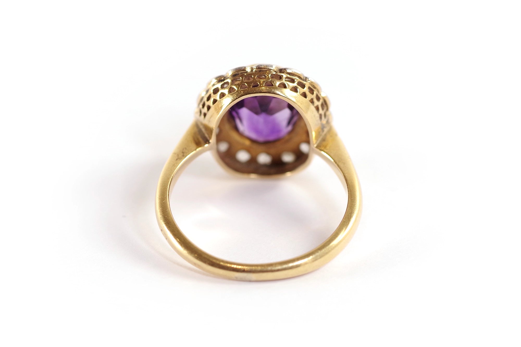 cluster amethyst diamond ring