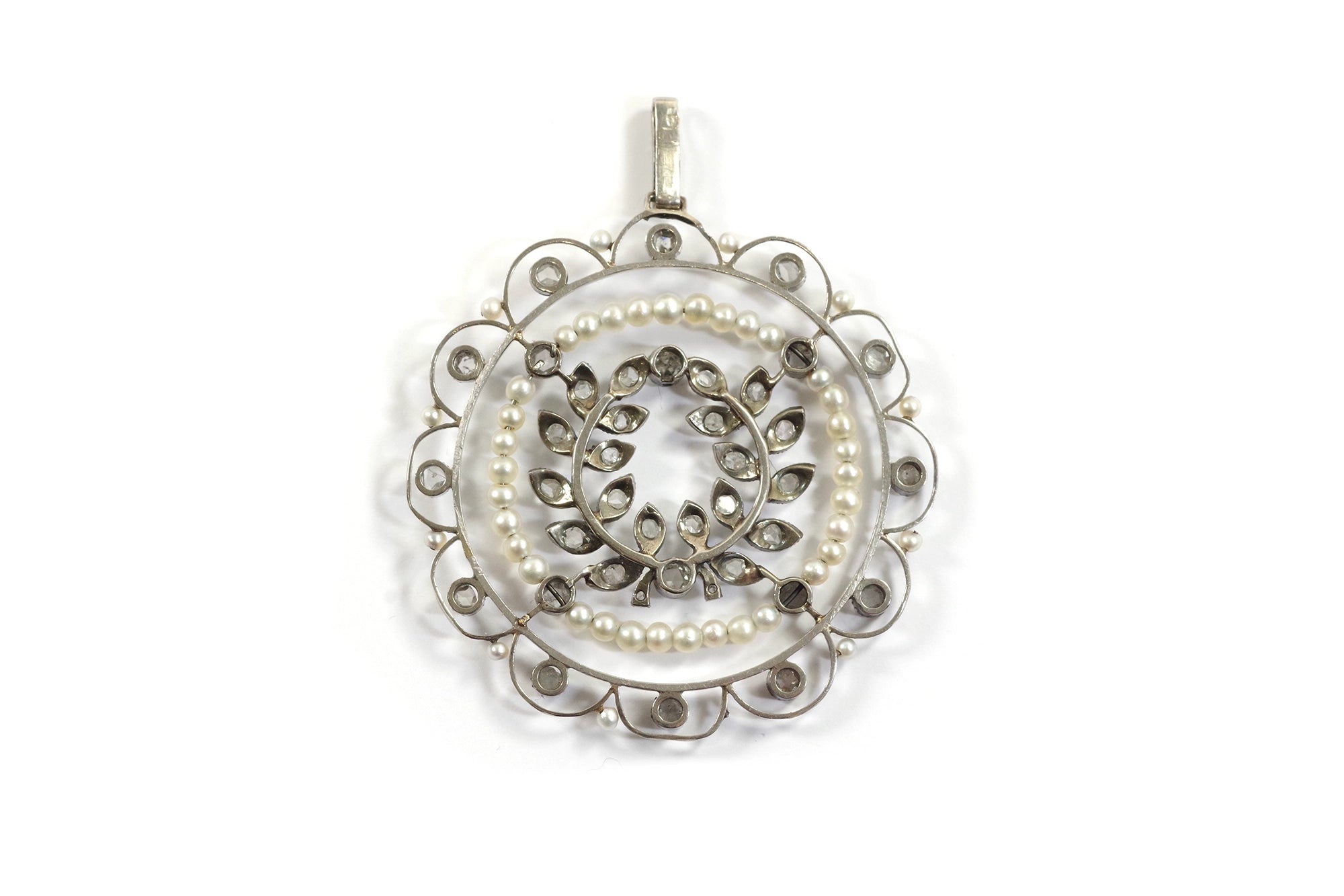 Edwardian diamond pearl pendant