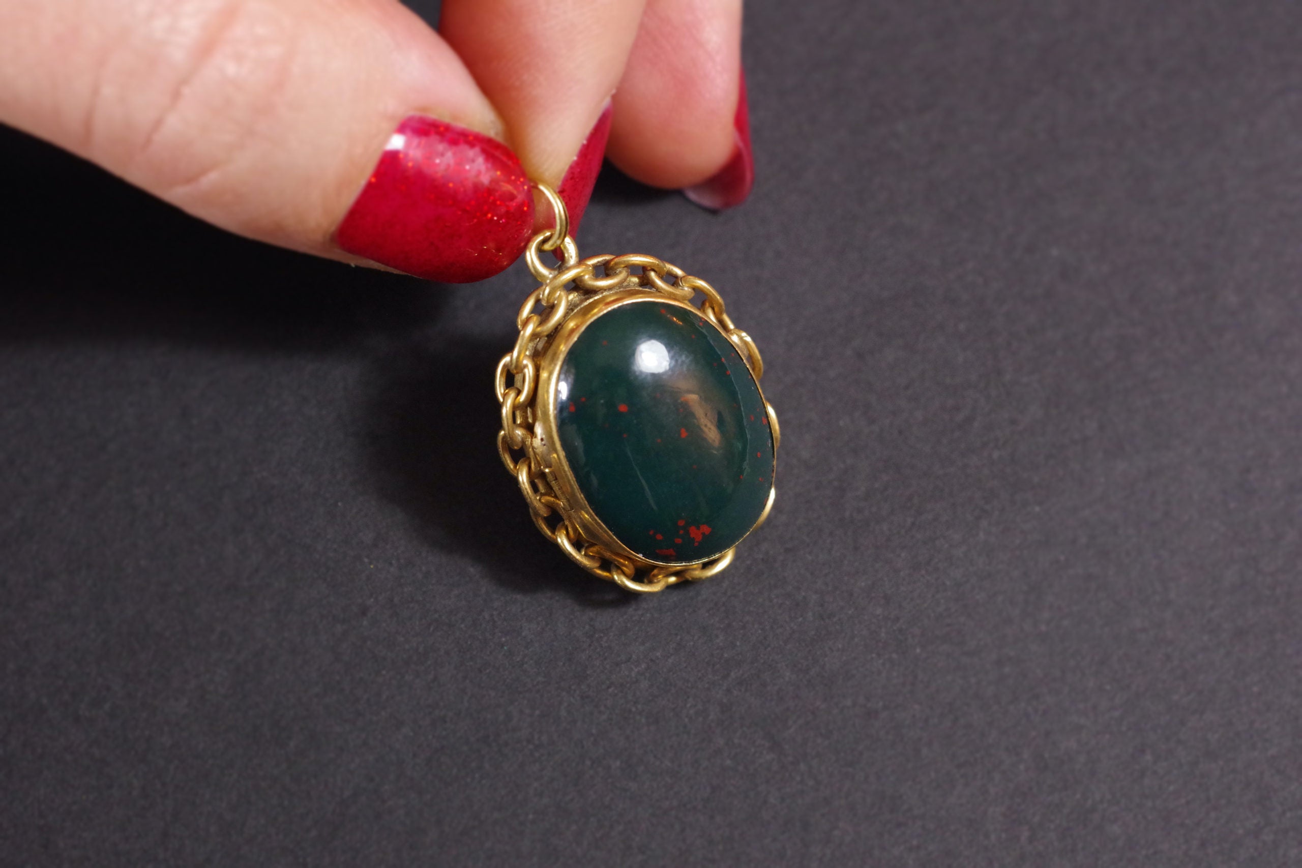 antique bloodstone locket in gold