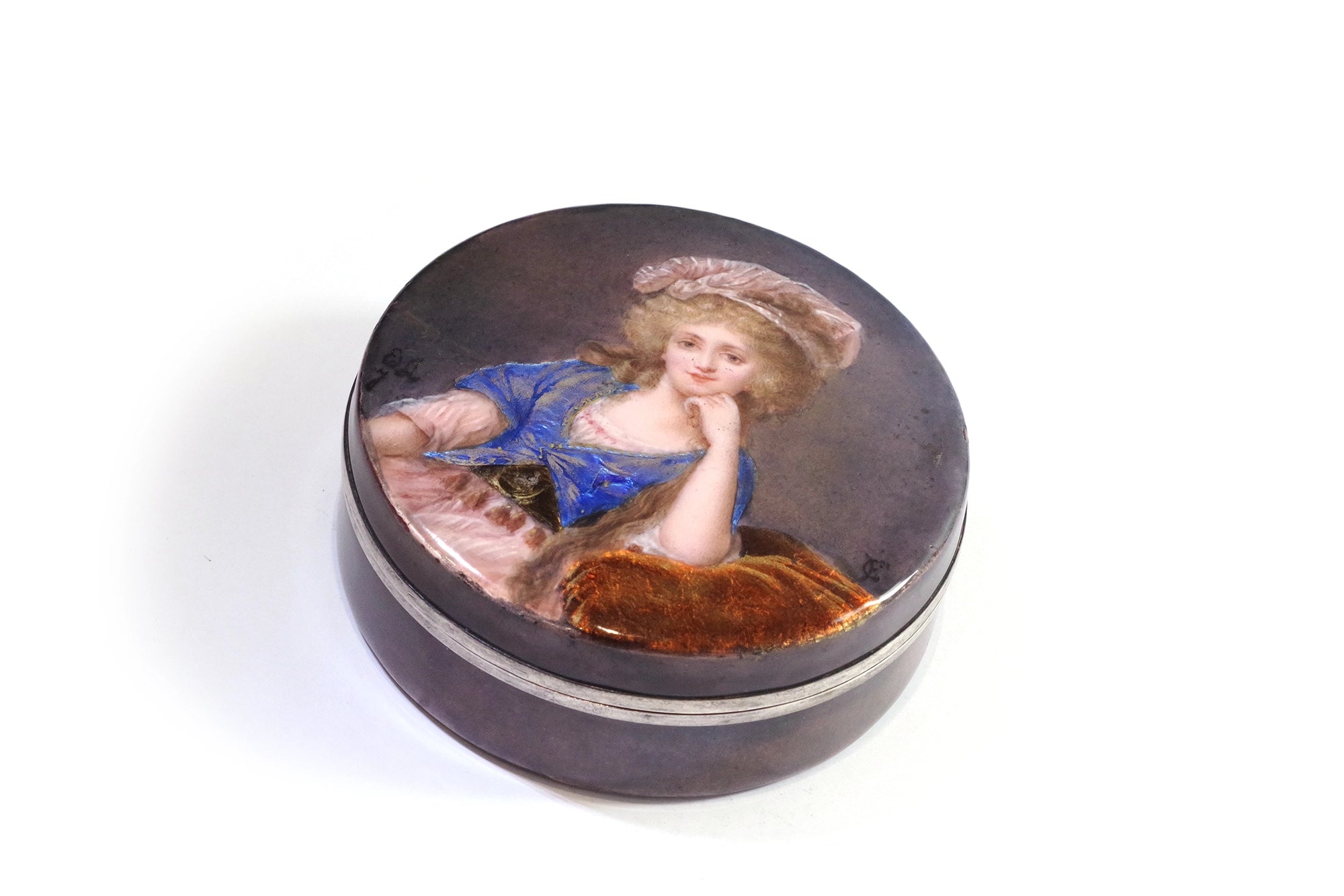 Antique portrait enamel box