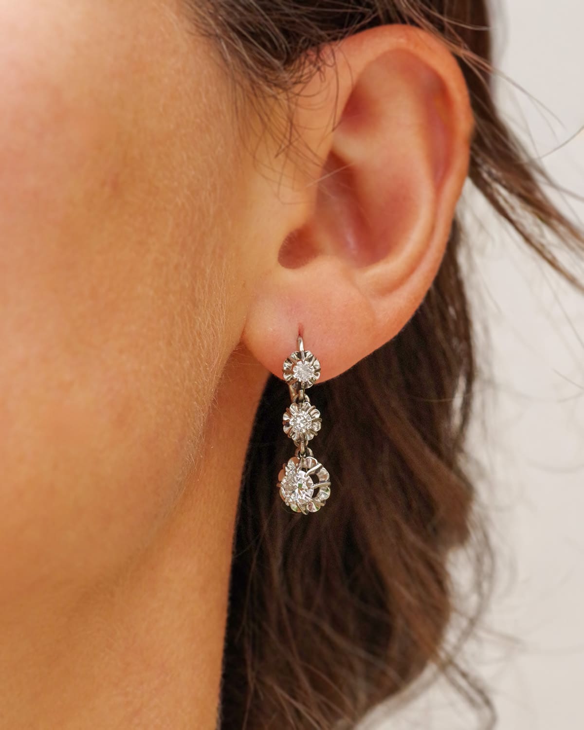 boucles dormeuses en or et platine