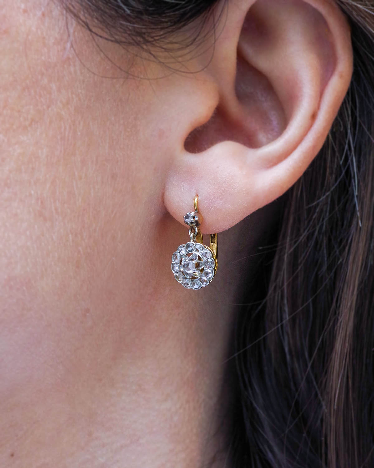 Antique diamond cluster earrings