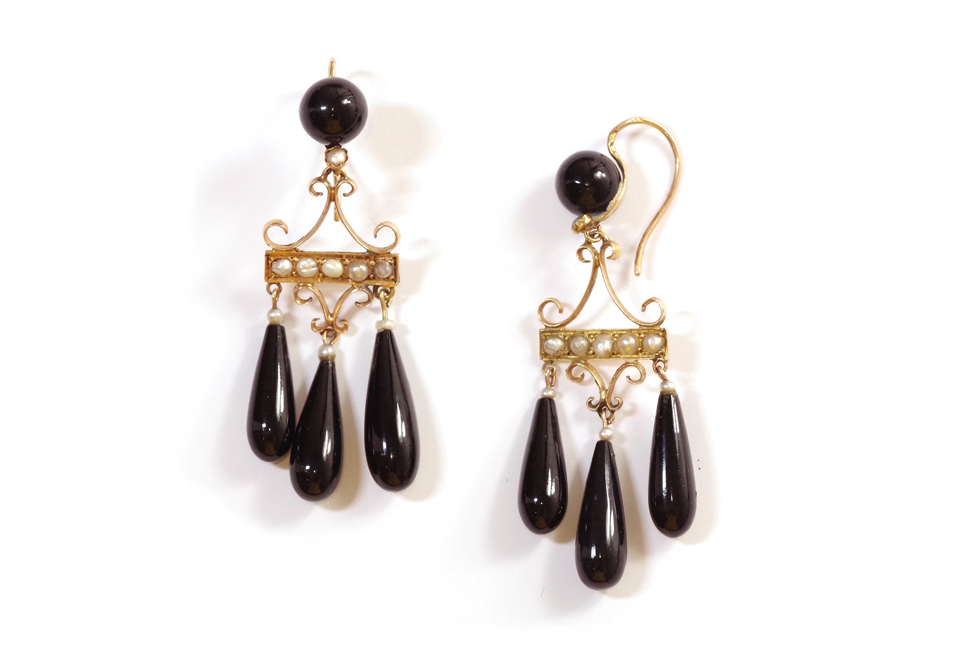 boucles d'oreille onyx perles