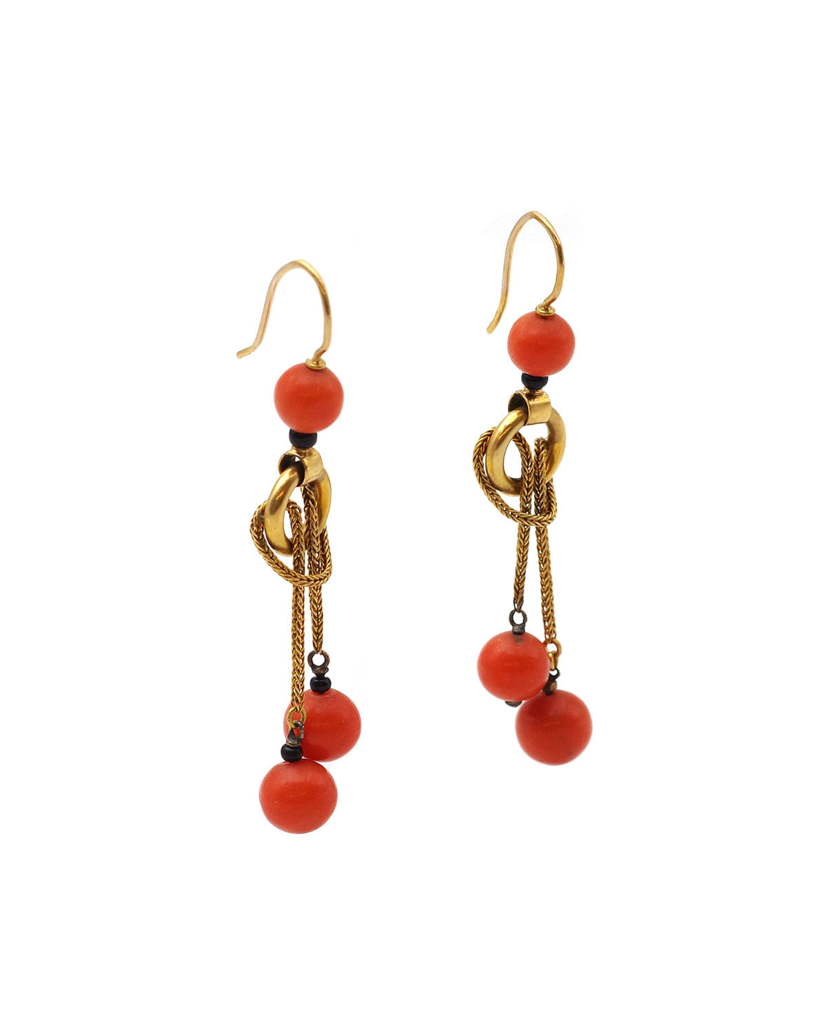 Victorian coral earrings in gold