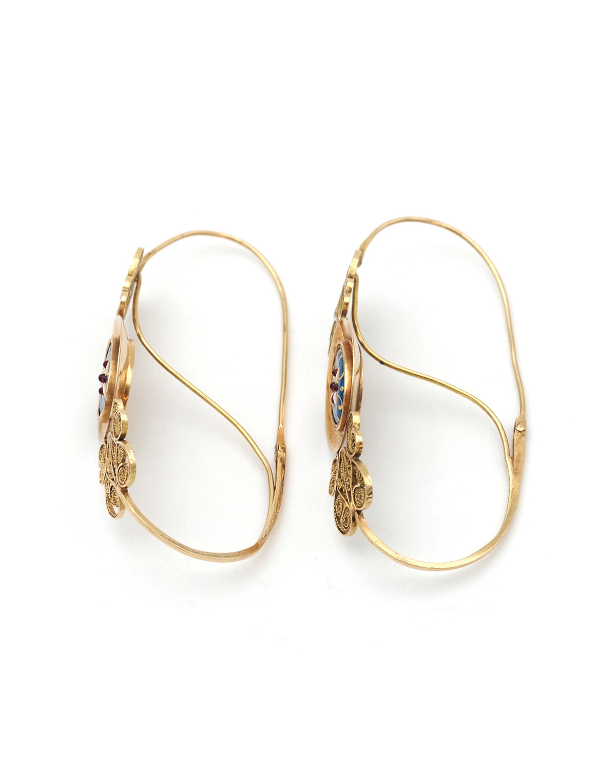 Poissardes enamel earrings in gold