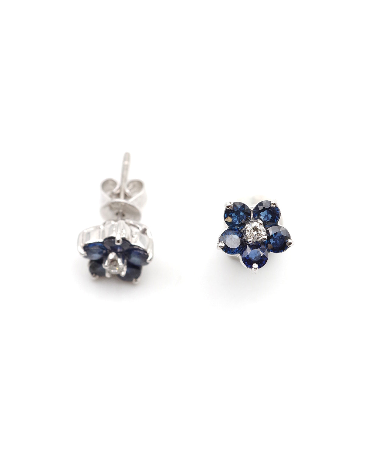boucles oreille fleur diamants et saphirs