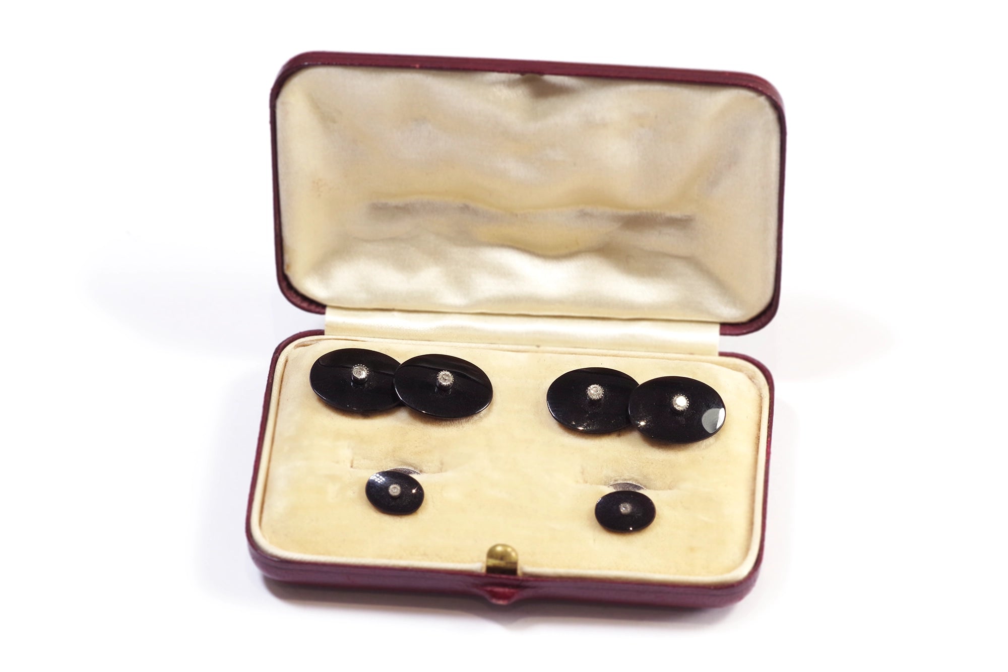 Onyx and silver cufflinks in the original box