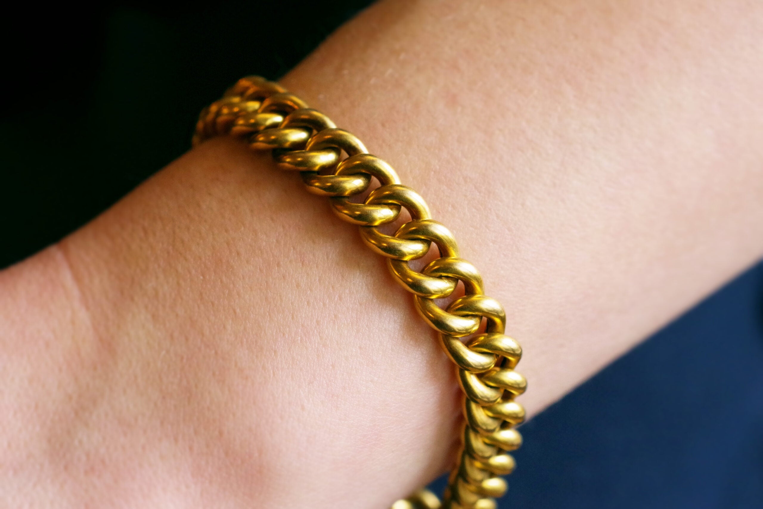 bracelet ancien mailles gourmette or 18k