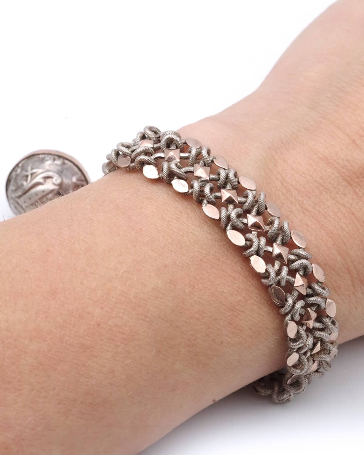 Edwardian silver charm bracelet