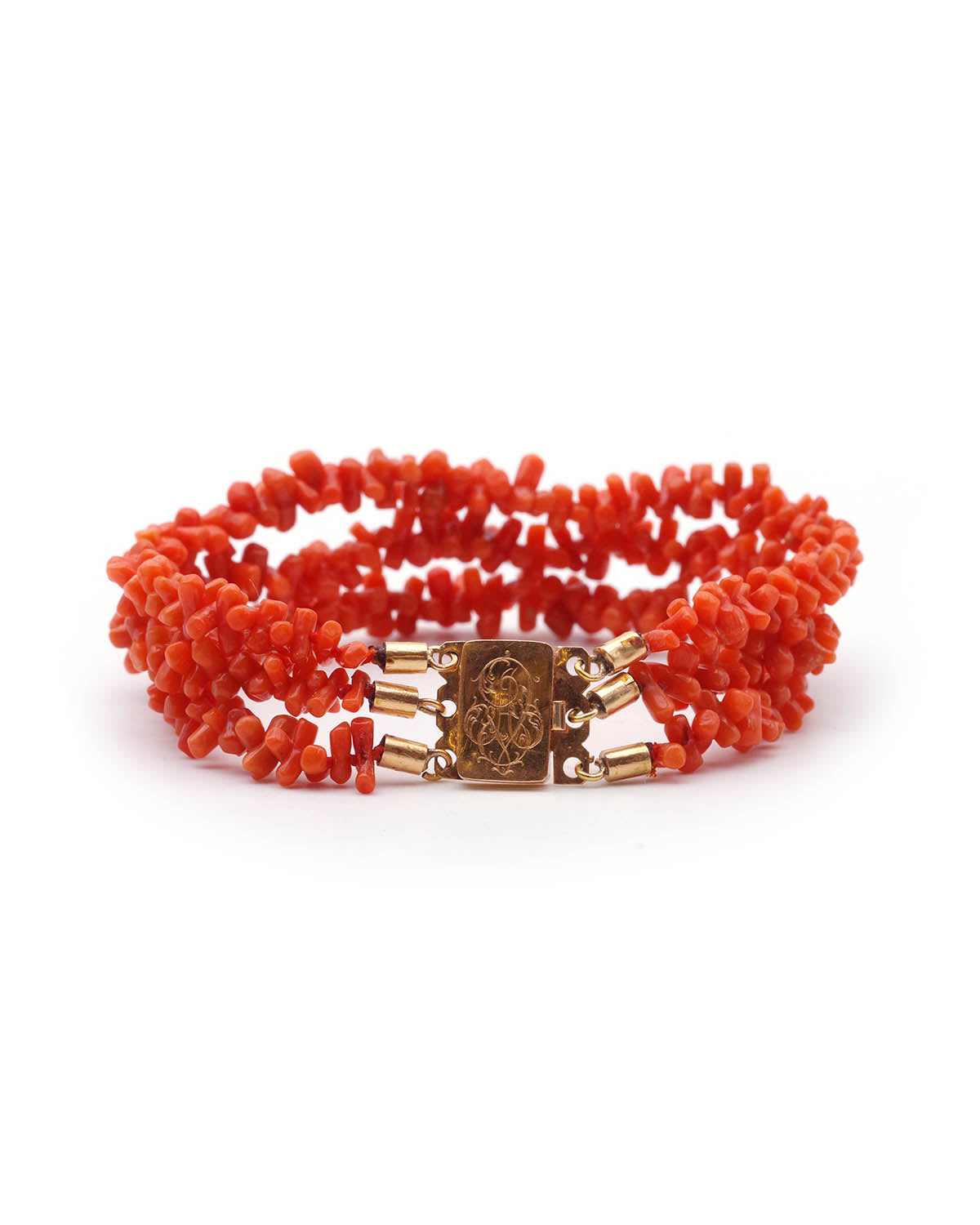 Antique gold coral bracelet