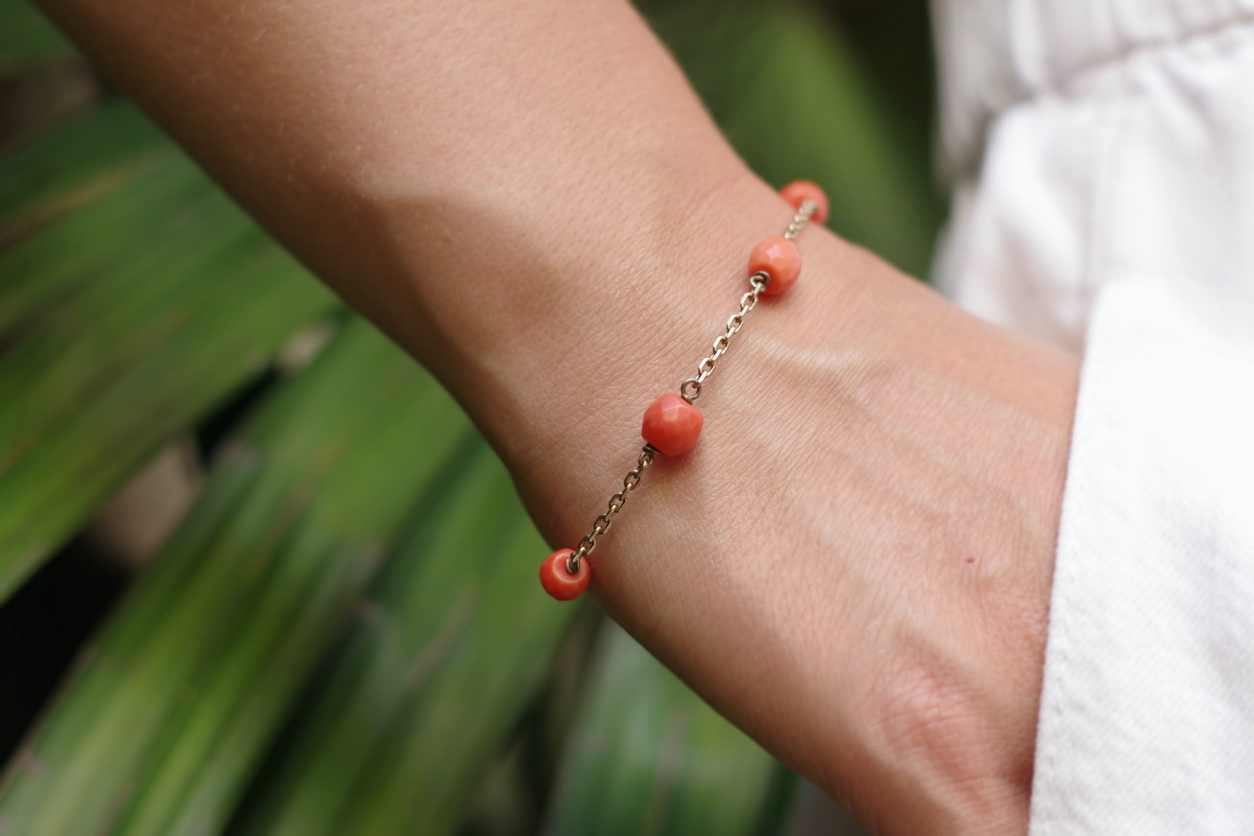 coral beads vermeil bracelet