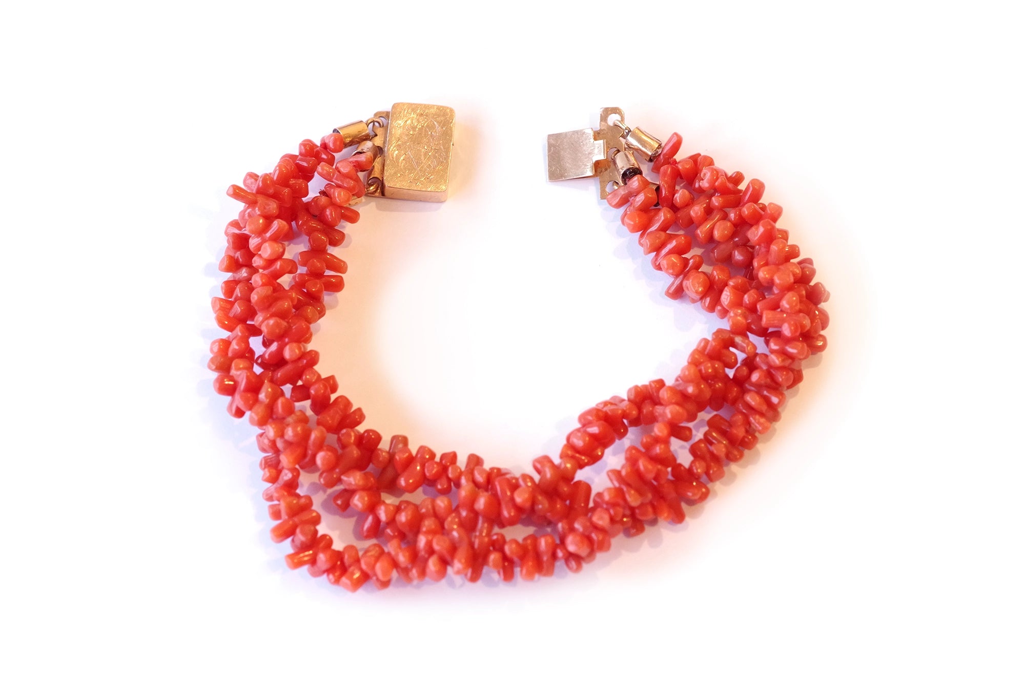 bracelet corail fermoir en or