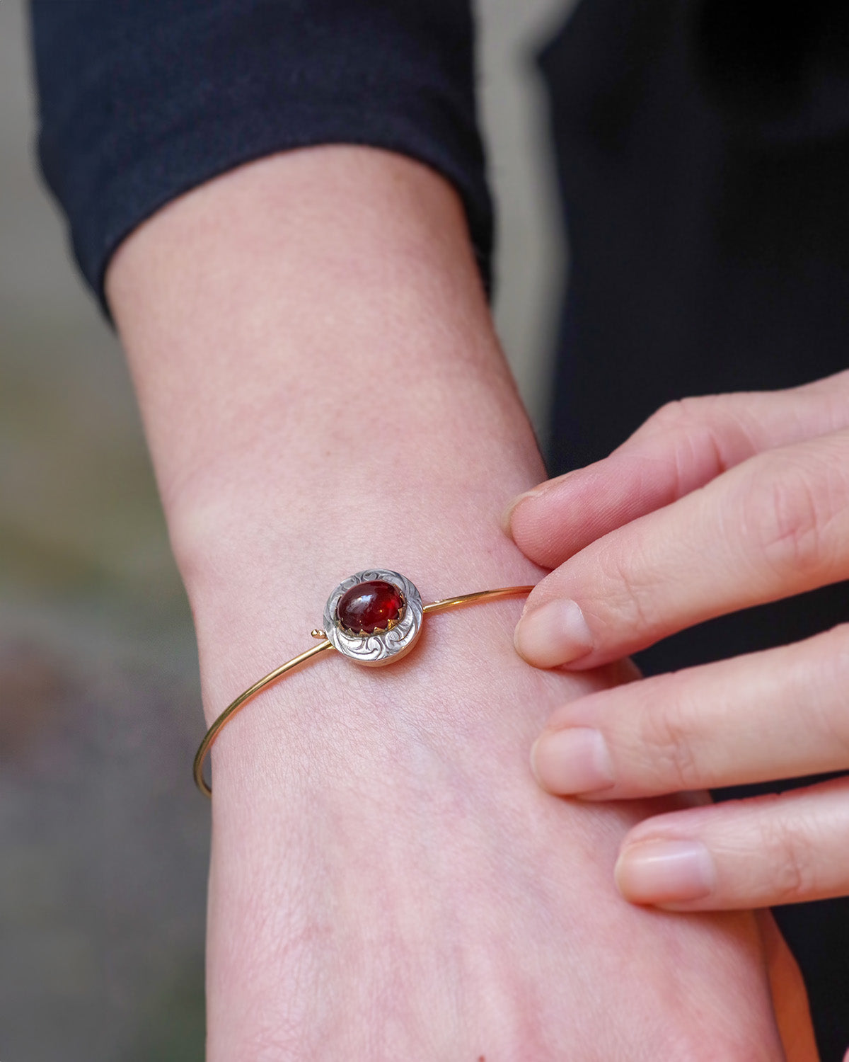Garnet bangle bracelet