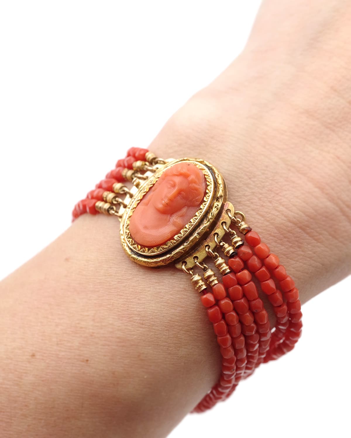 Victorian coral cameo bracelet