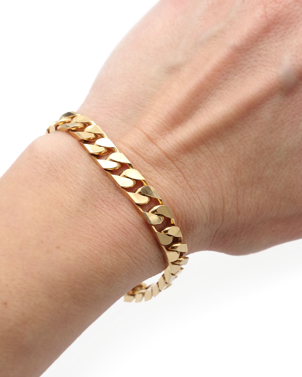 Curb gold bracelet for men