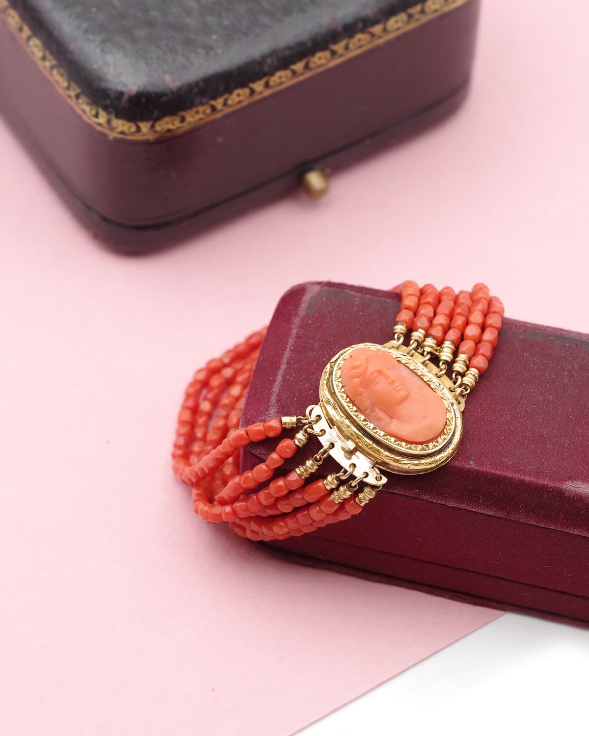 Victorian coral cameo bracelet