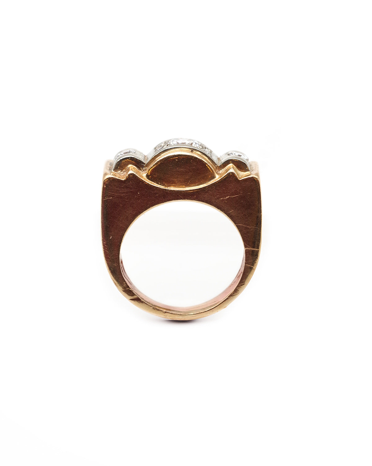 Diamond tank ring in gold