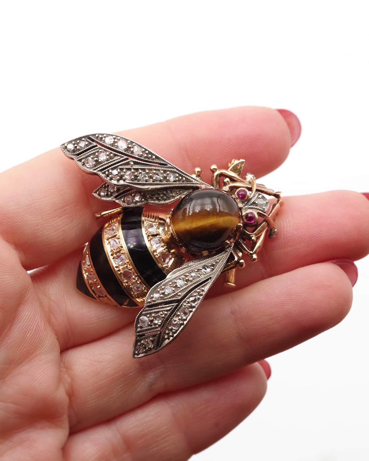 Broche oeil de tigre insecte