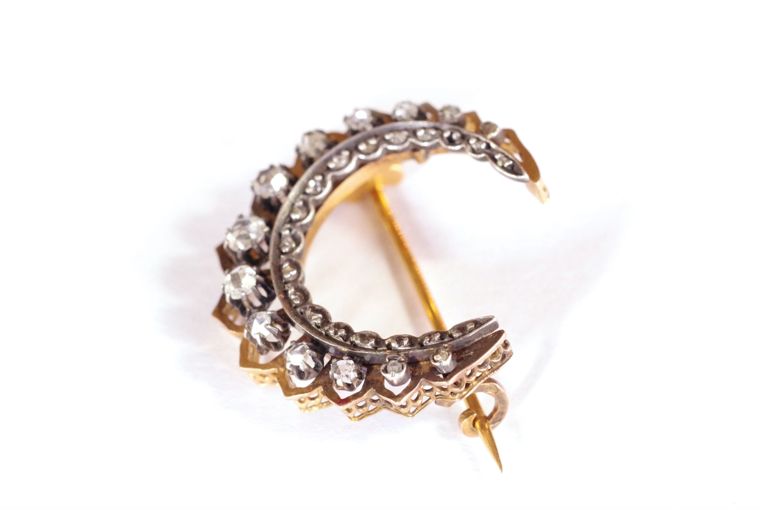 victorian celestial silver and gold brooch