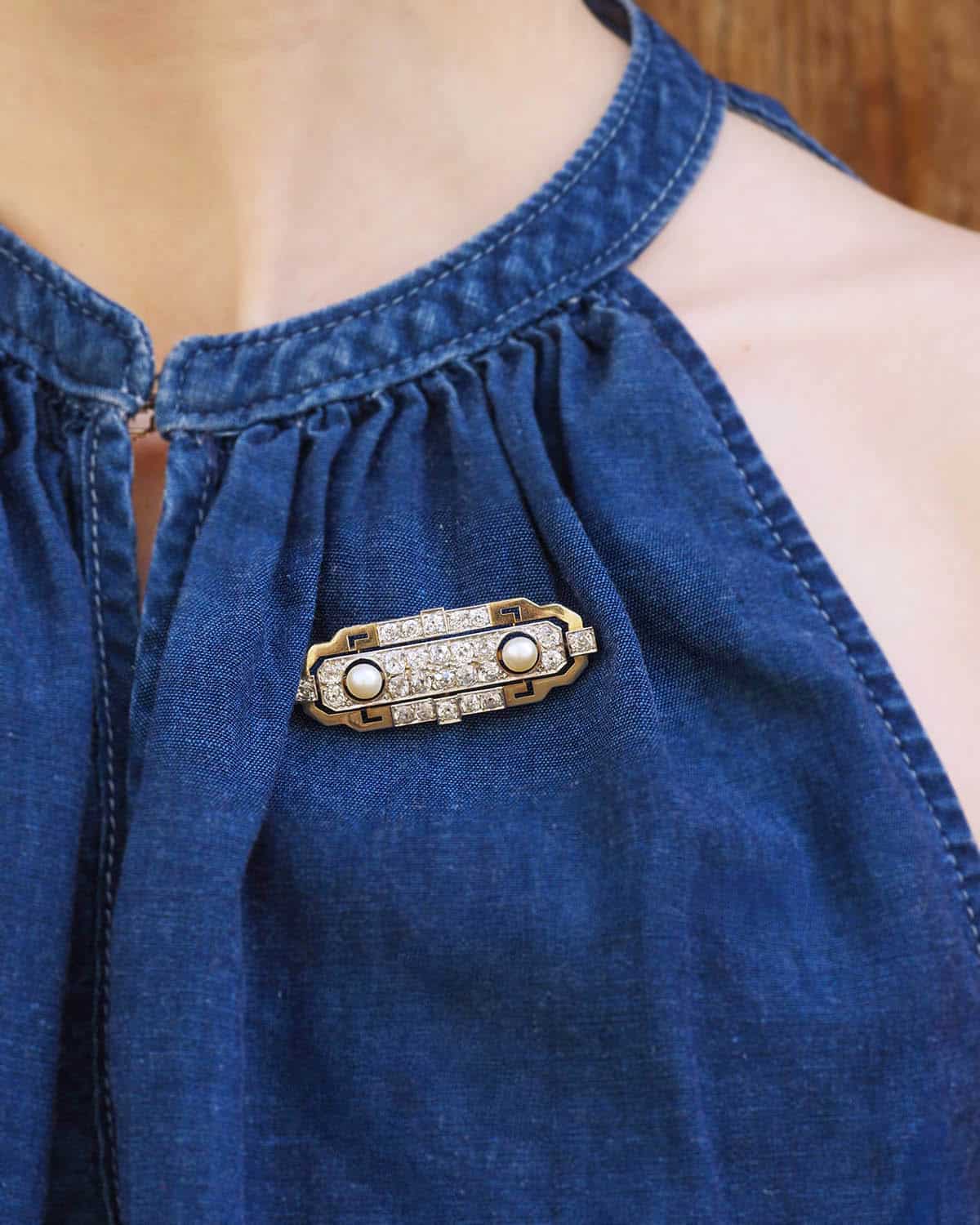 broche perles et diamants