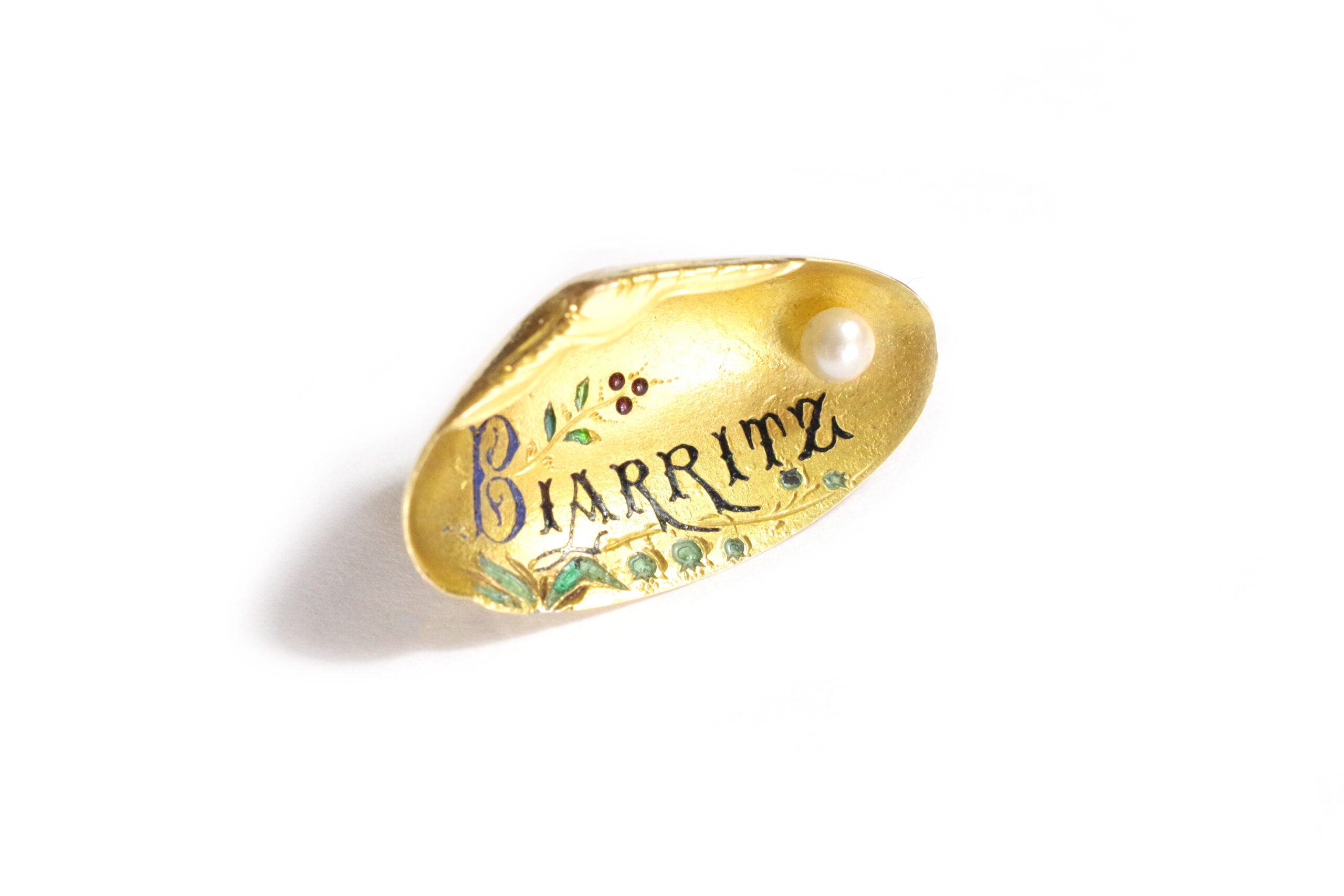 broche art nouveau biarritz muguet email