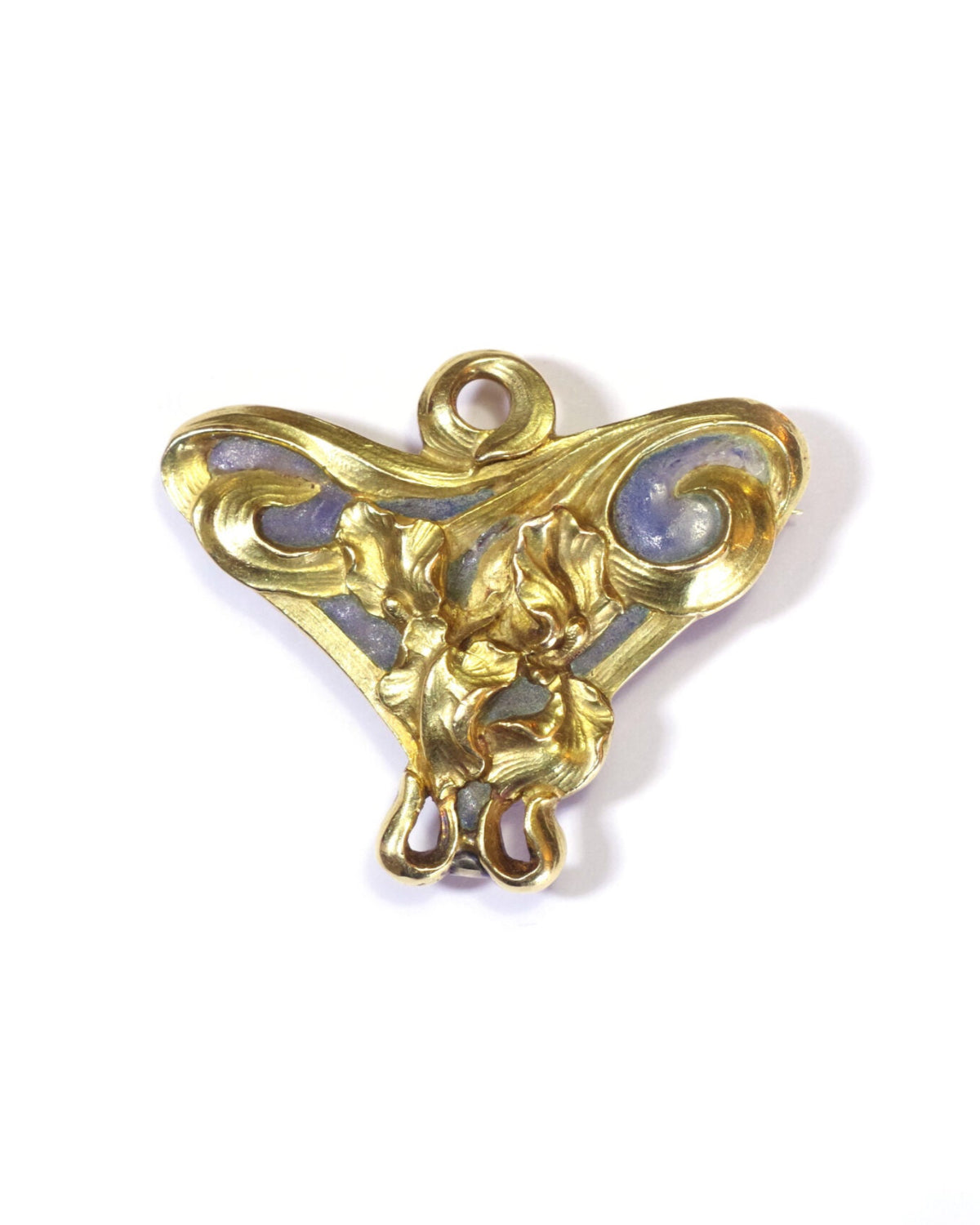 Plique a jour enamel brooch in gold