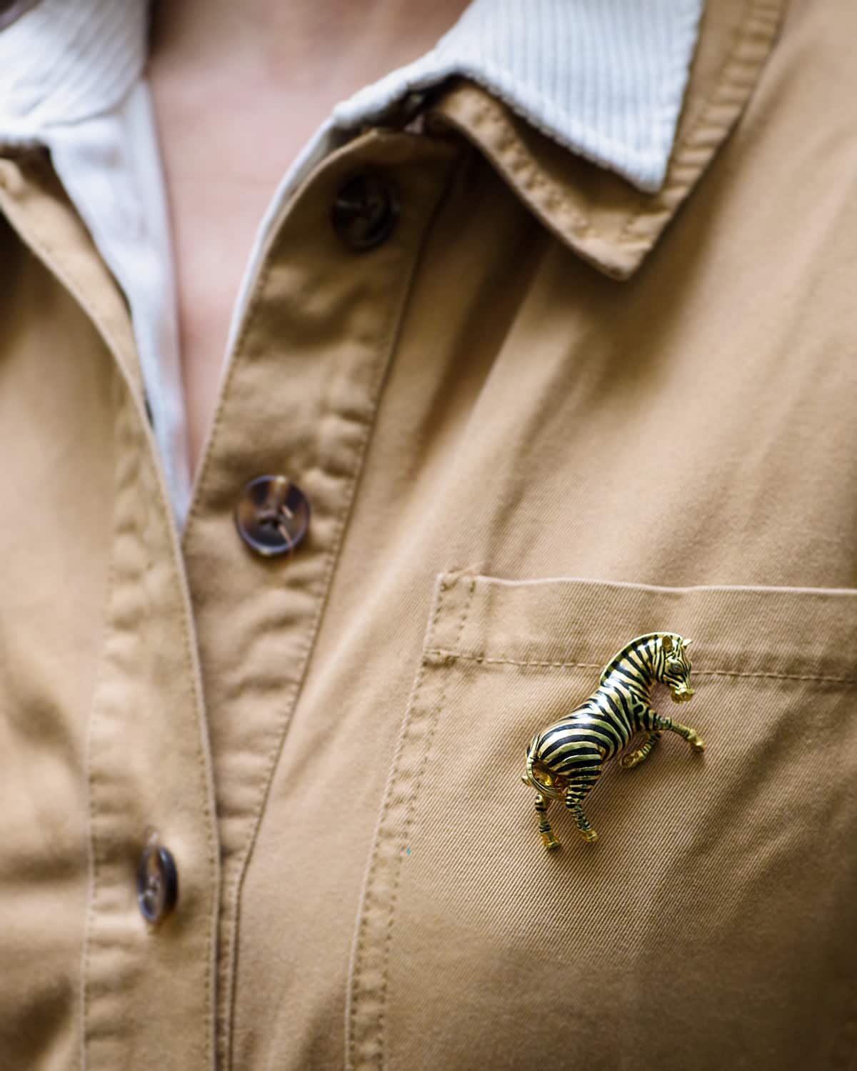 Vintage diamond zebra brooch