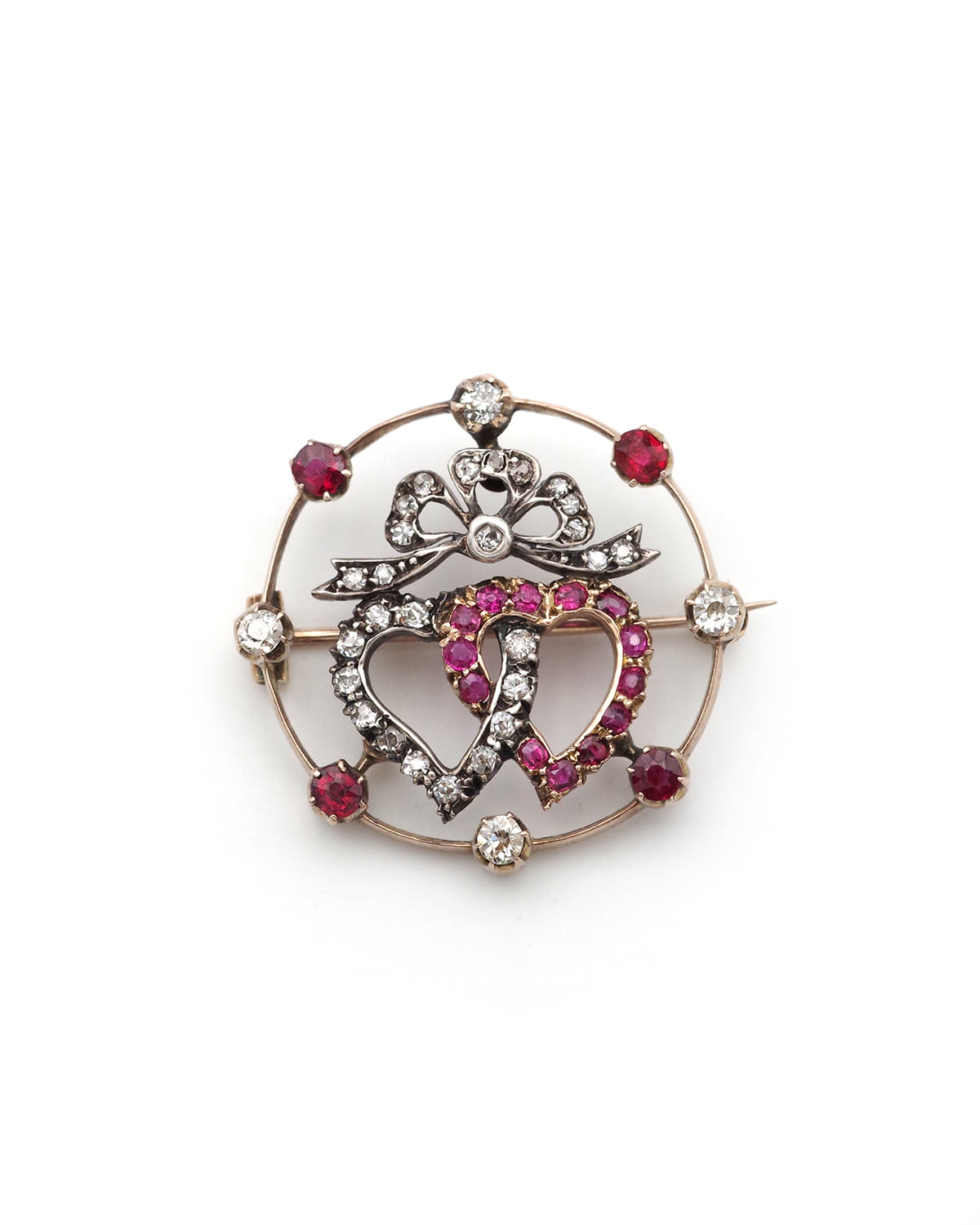 Victorian diamond ruby brooch