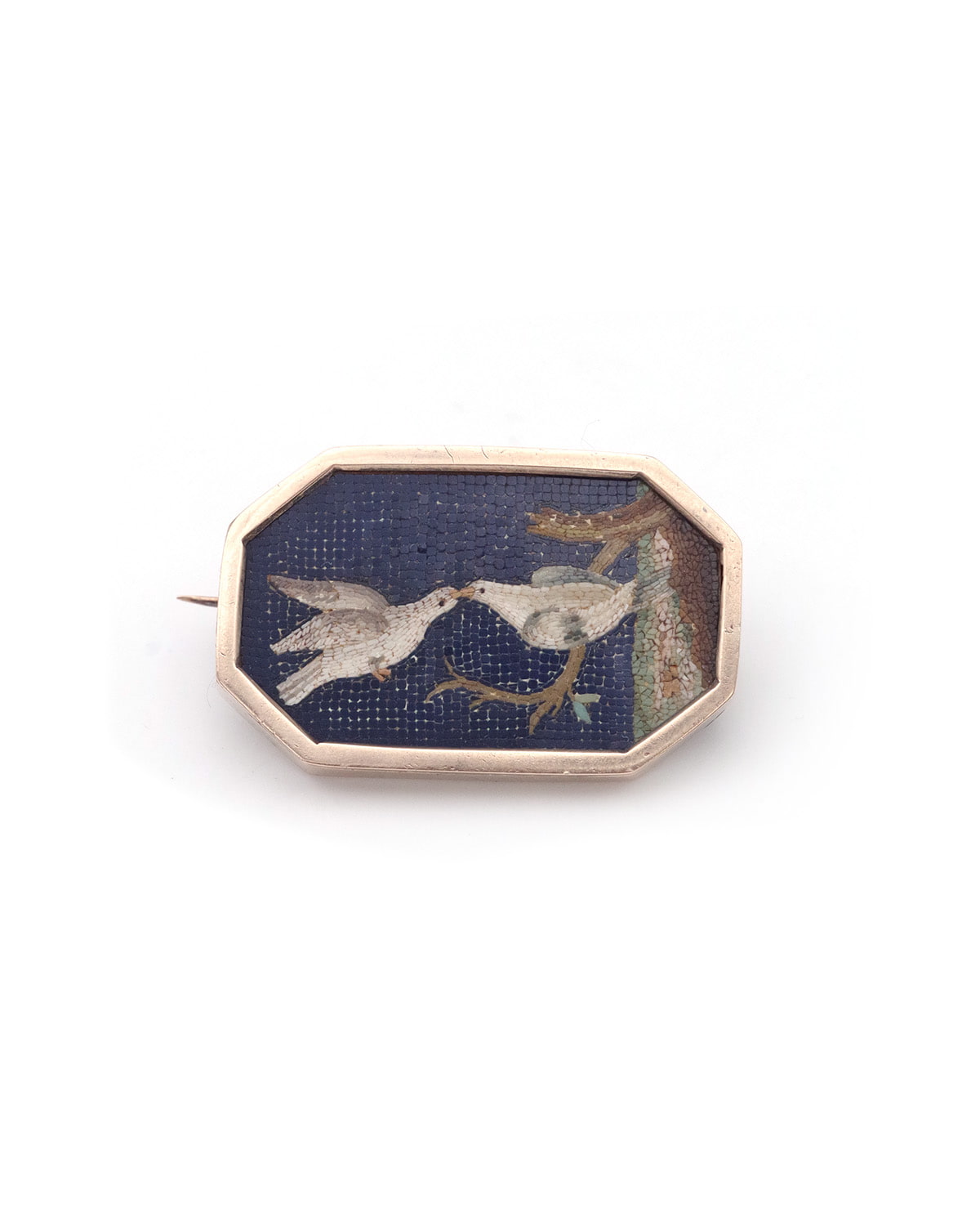 Broche colombes micro mosaique