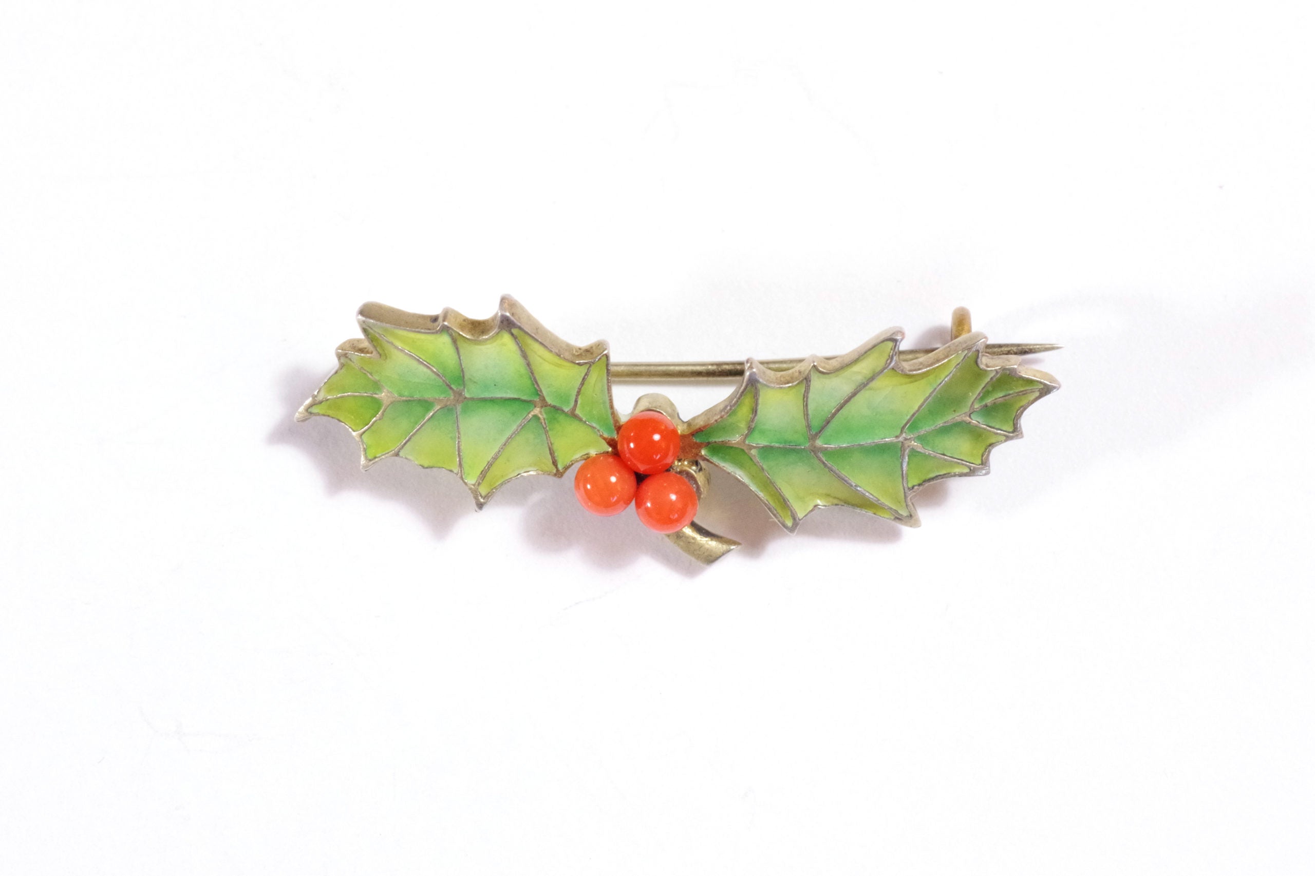 plique a jour enamel holly brooch in silver jugendstil hermann speck