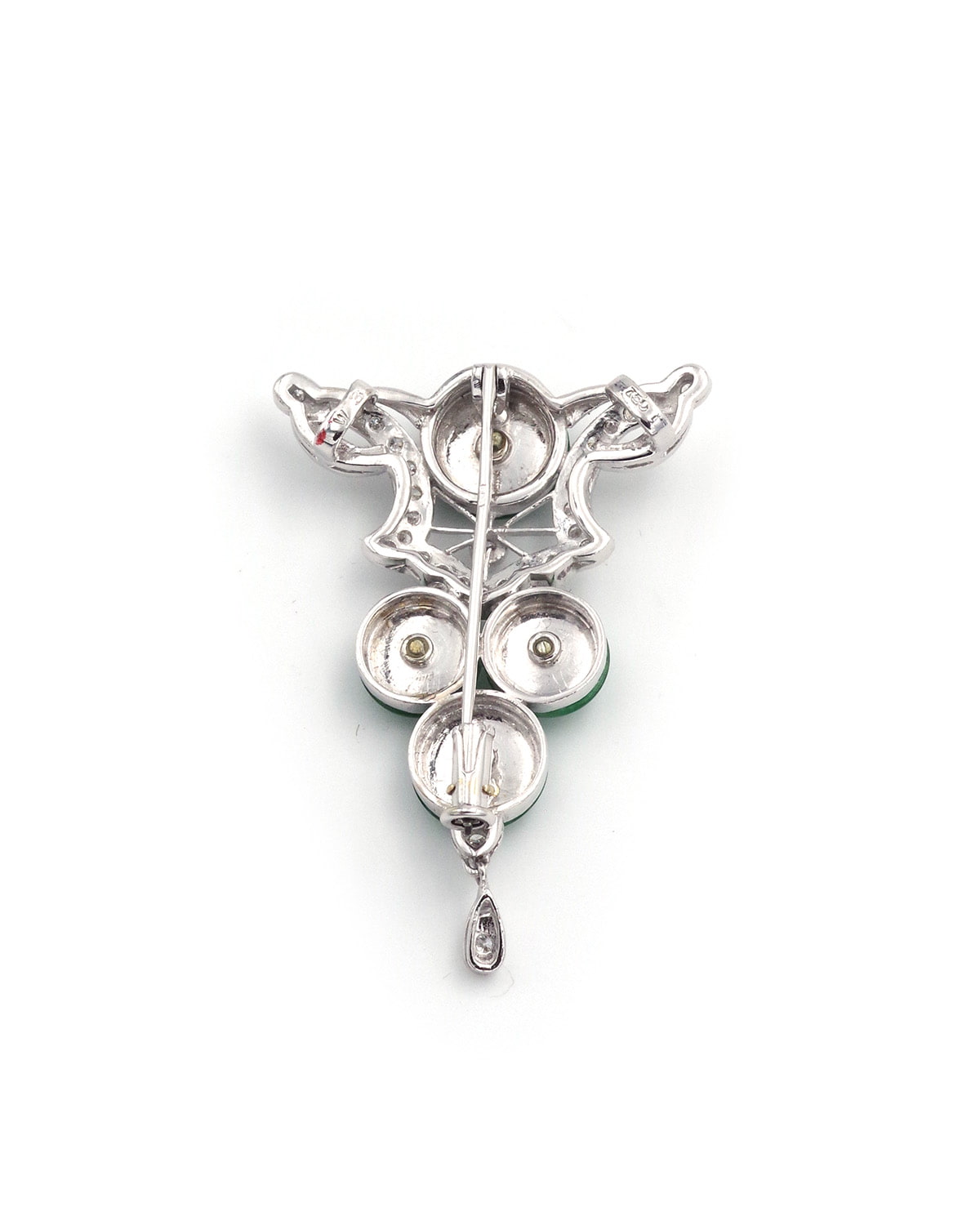 Jade diamond pendant brooch