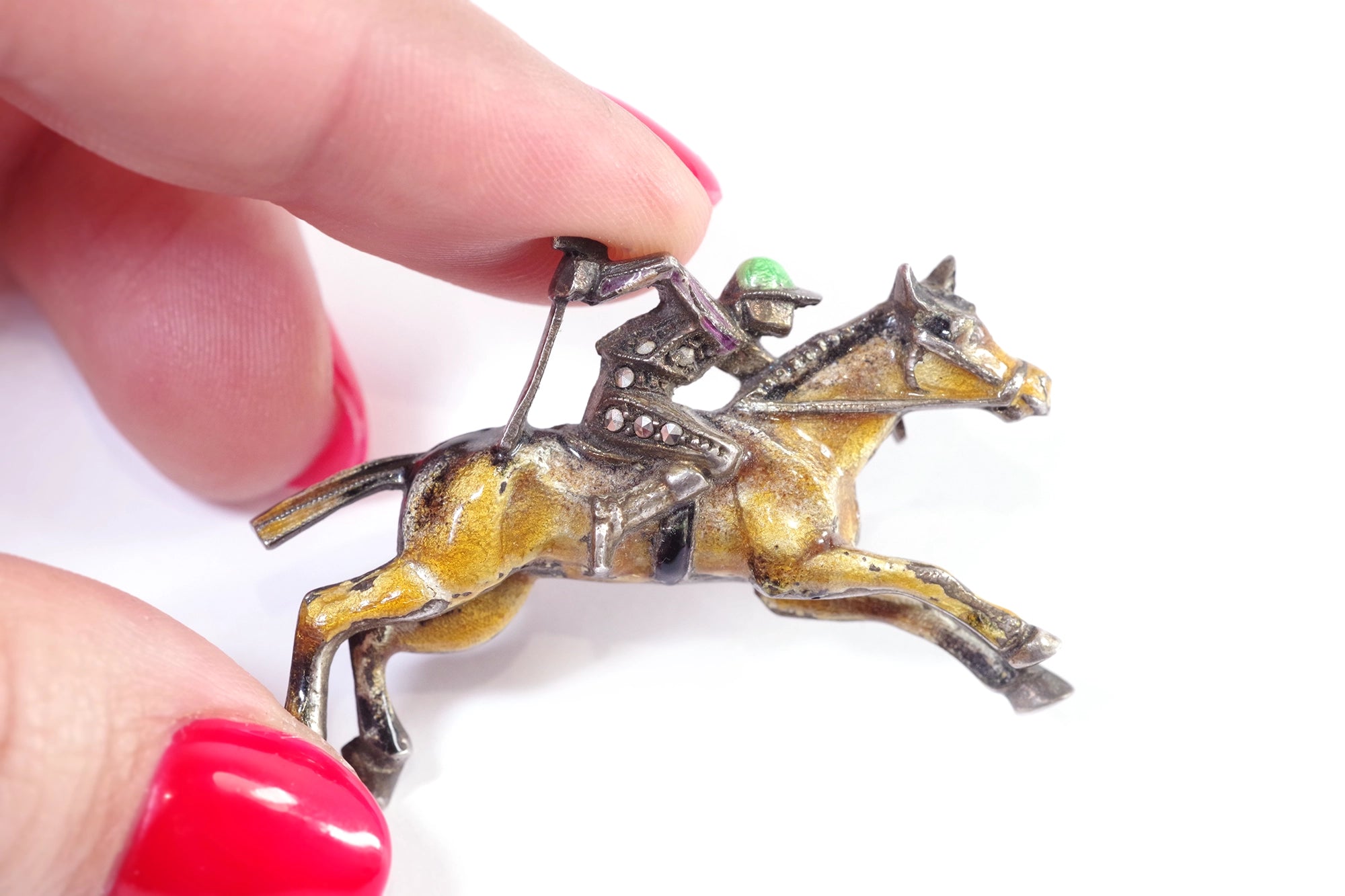 broche jockey cheval art deco