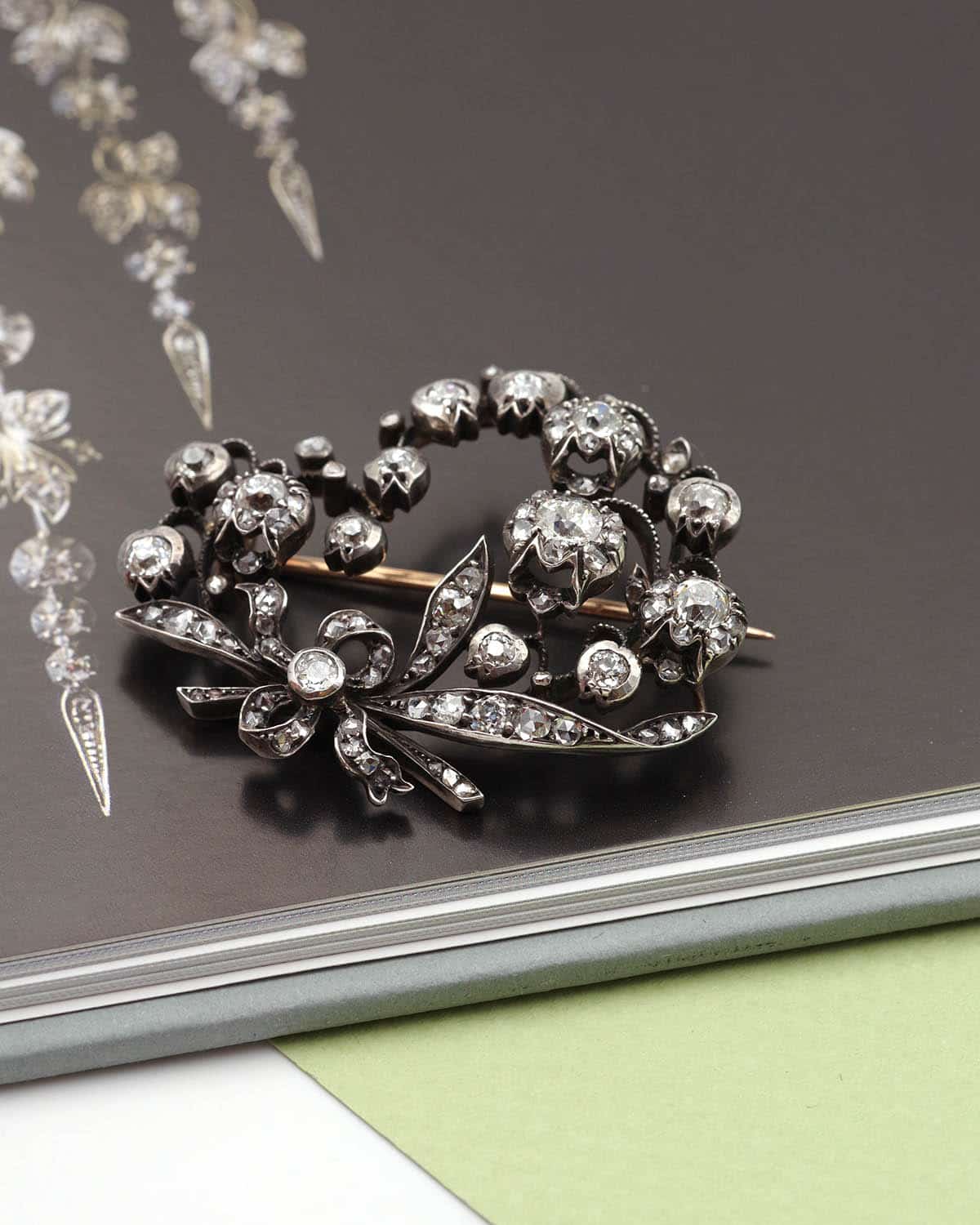 Antique diamond lily of the valley brooch 
