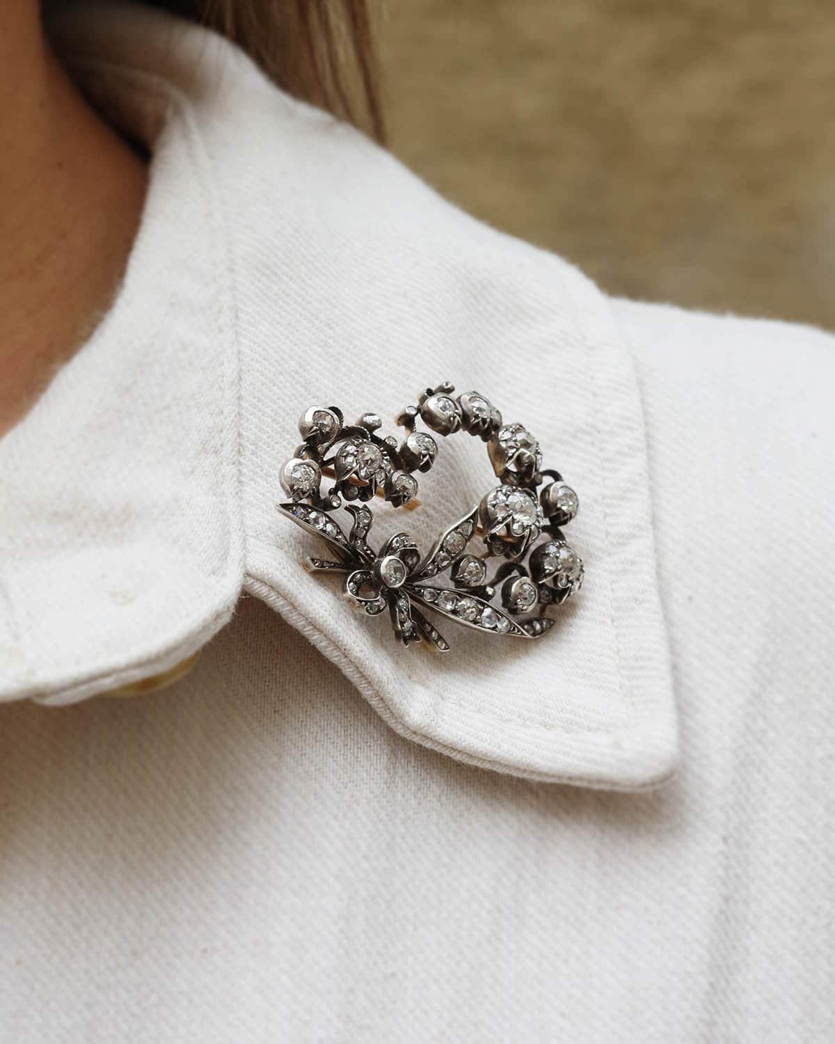 victorian diamond lily of the valley brooch 