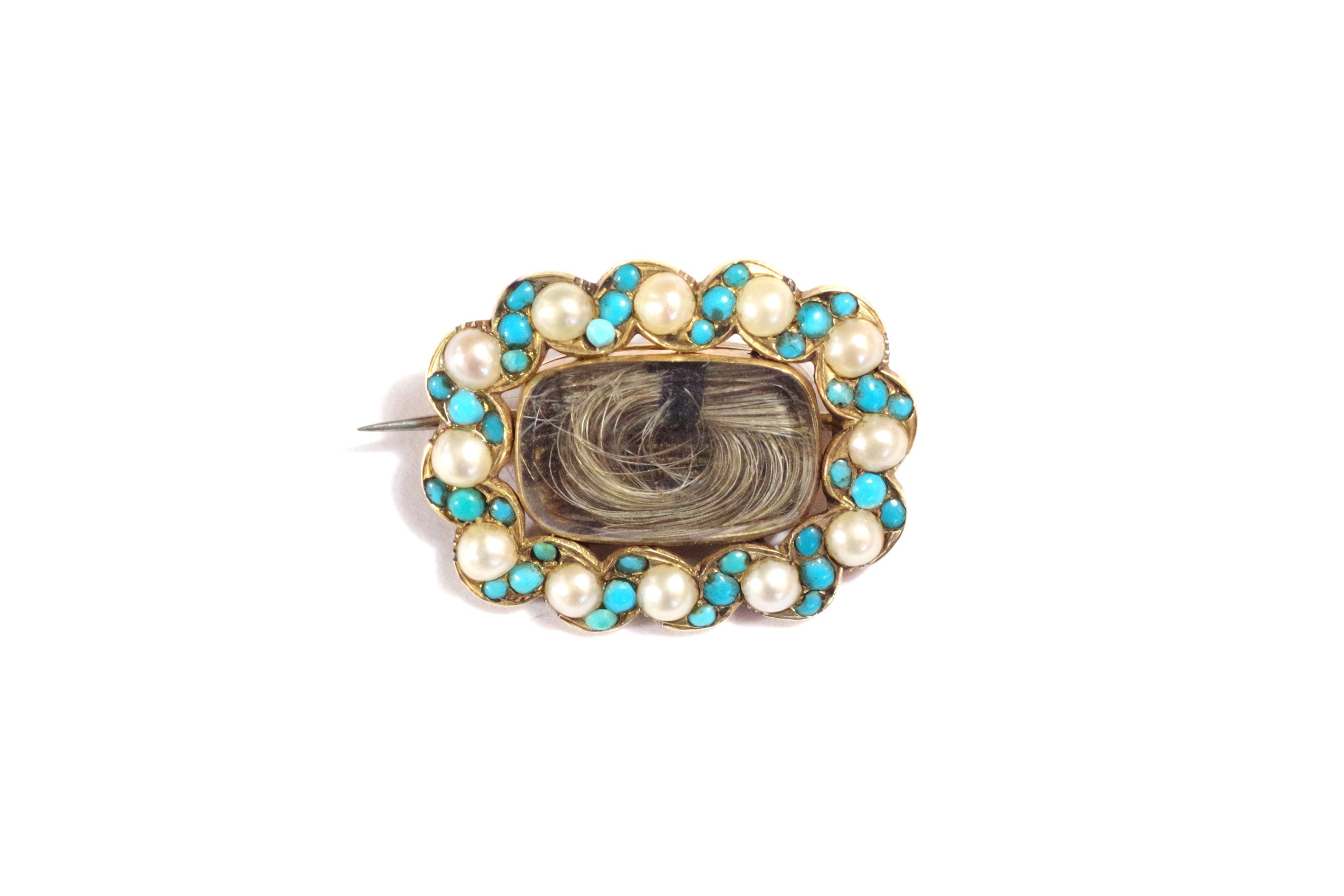 antique victorian turquoise brooch in gold