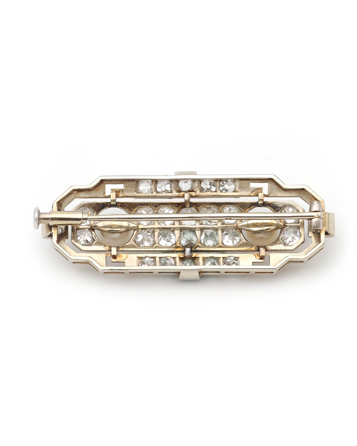 Art deco pearl and diamond brooch
