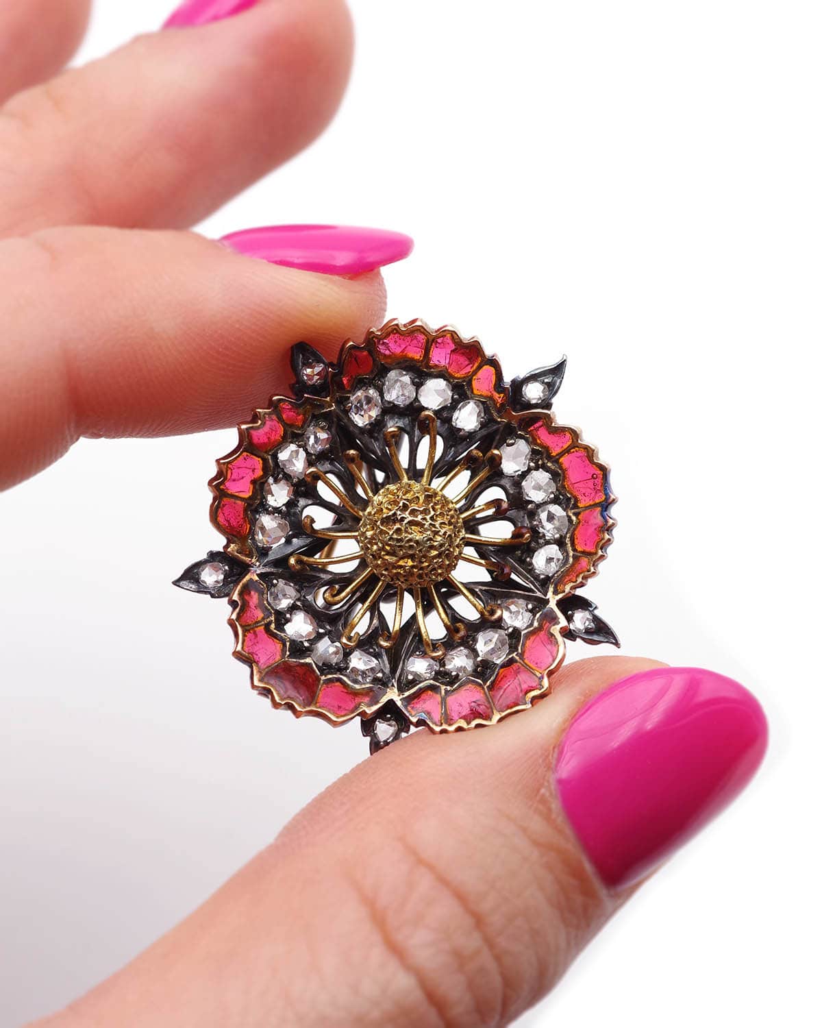 Edwardian poppy enamel brooch