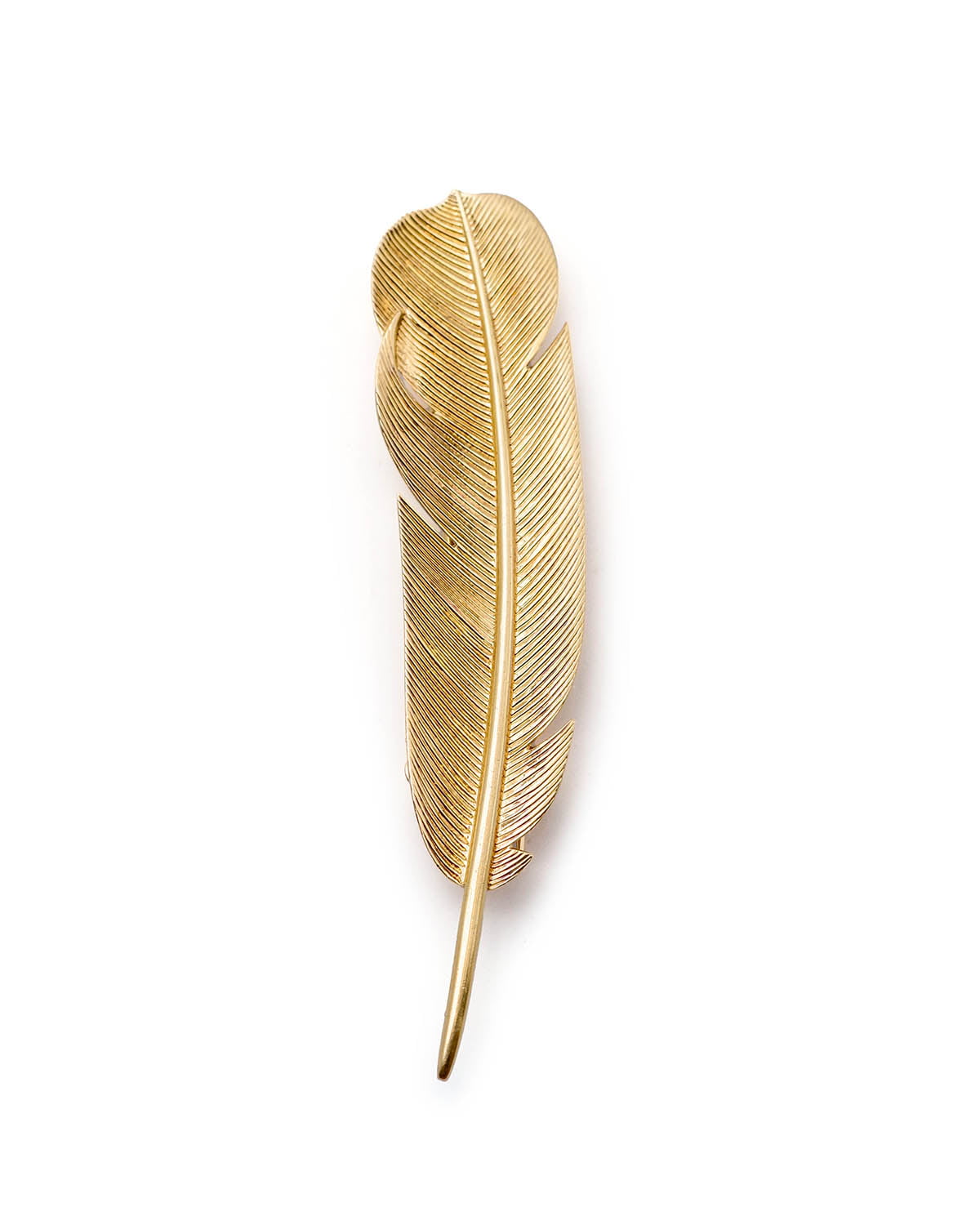 Broche plume Hermès par Georges Lenfant en or 