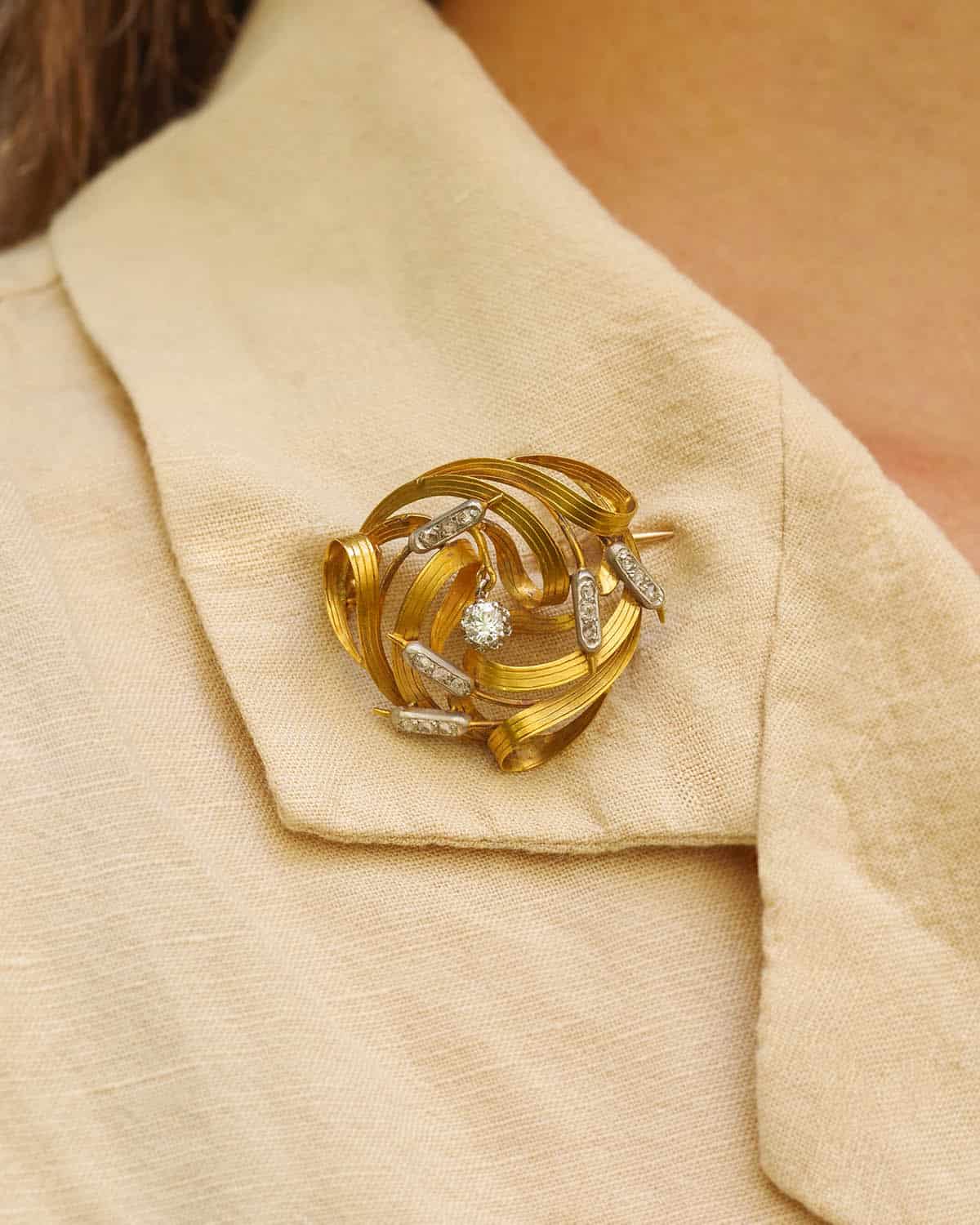 Broche roseaux Art nouveau
