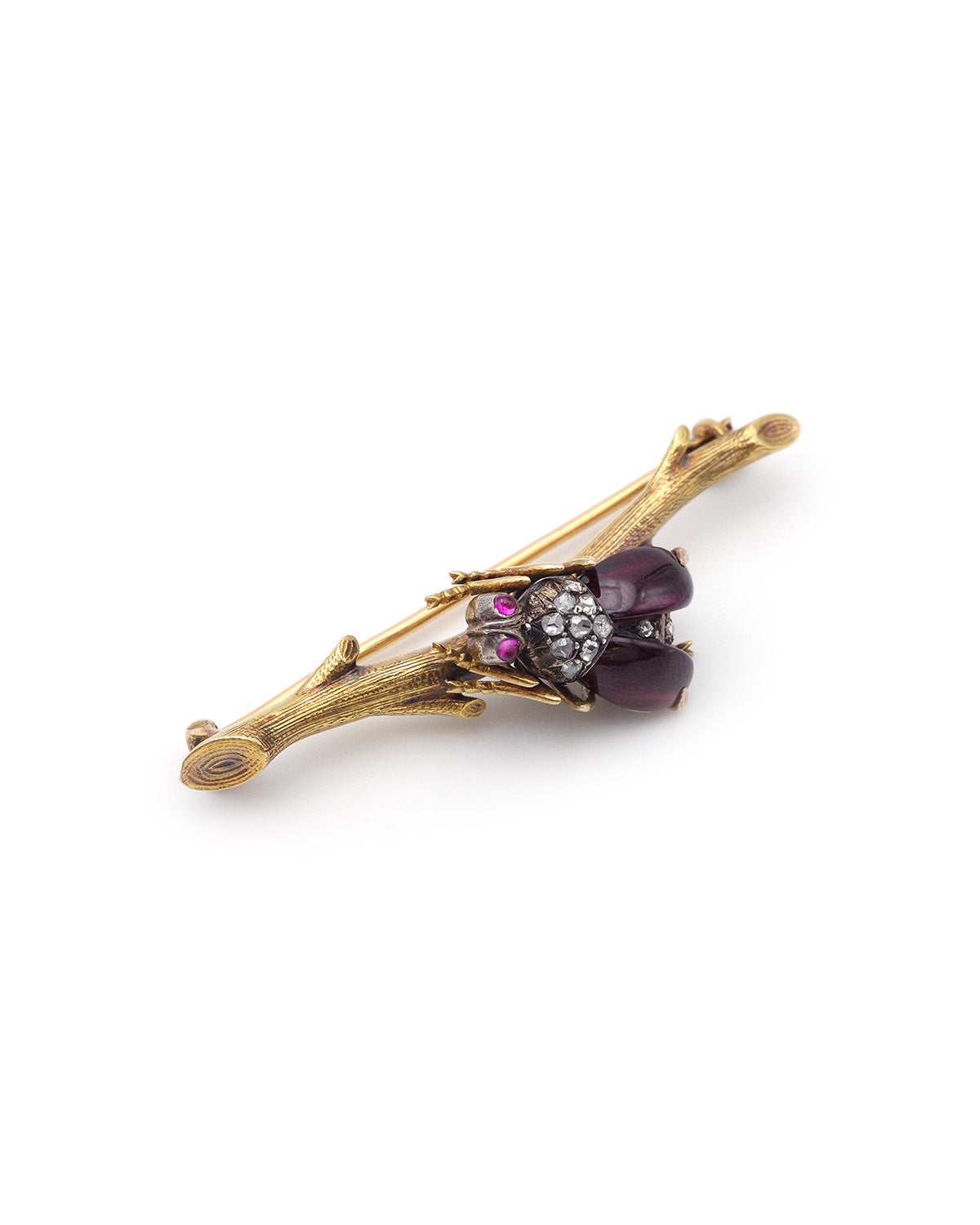 Broche scarabée grenats diamants
