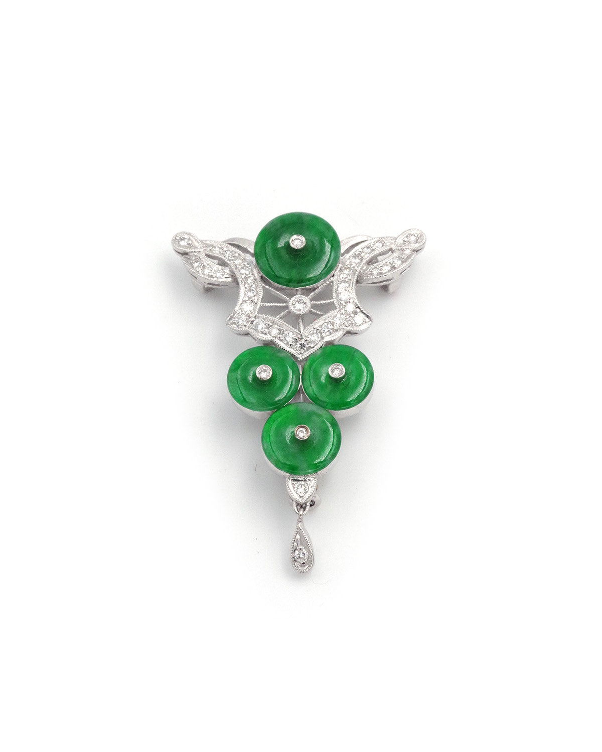 Jade diamond pendant brooch