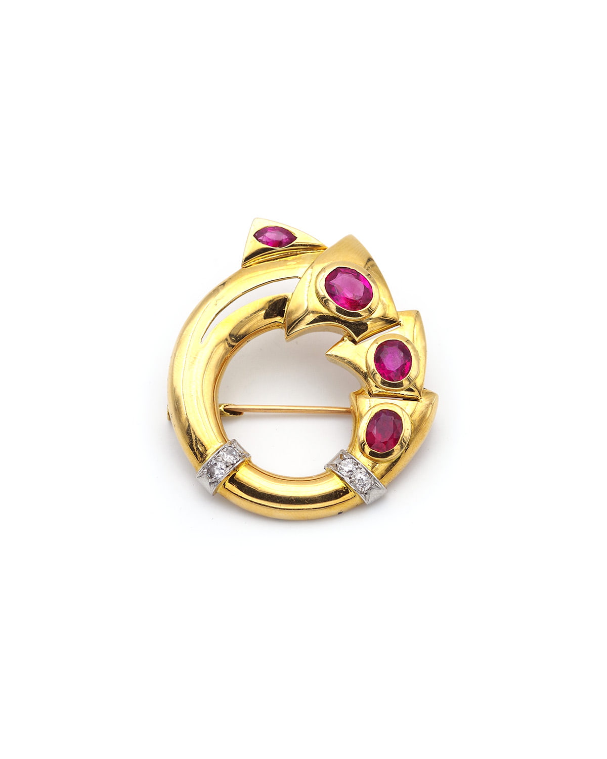 broche rétro rubis en or