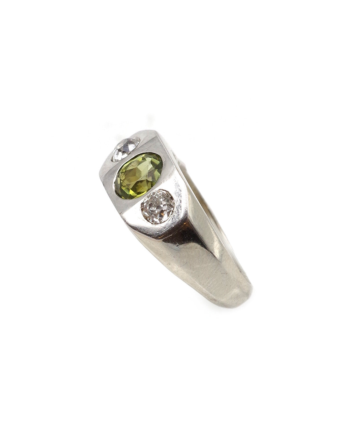 Diamond and tourmaline signet ring
