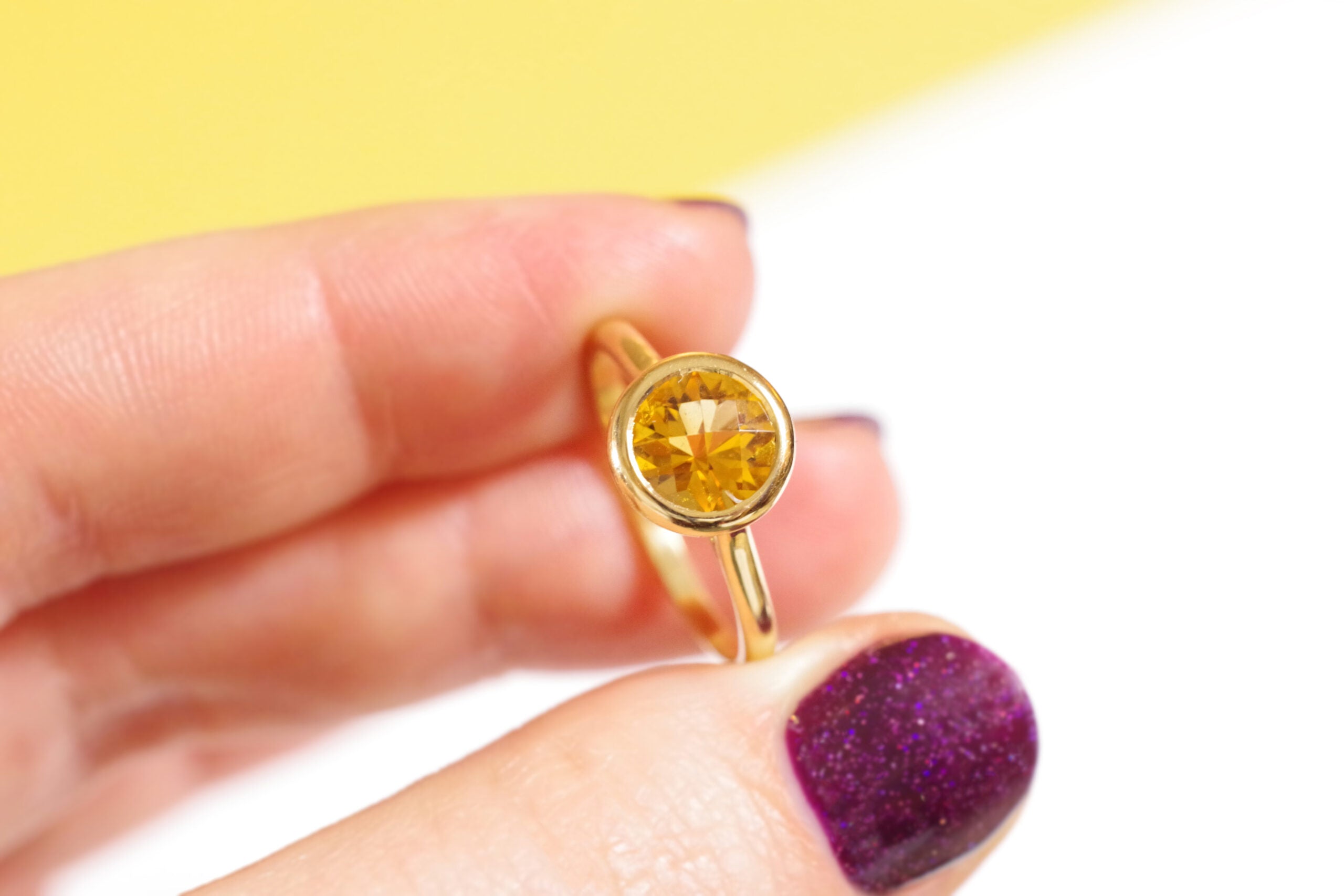 bague contemporain solitaire citrine en or jaune