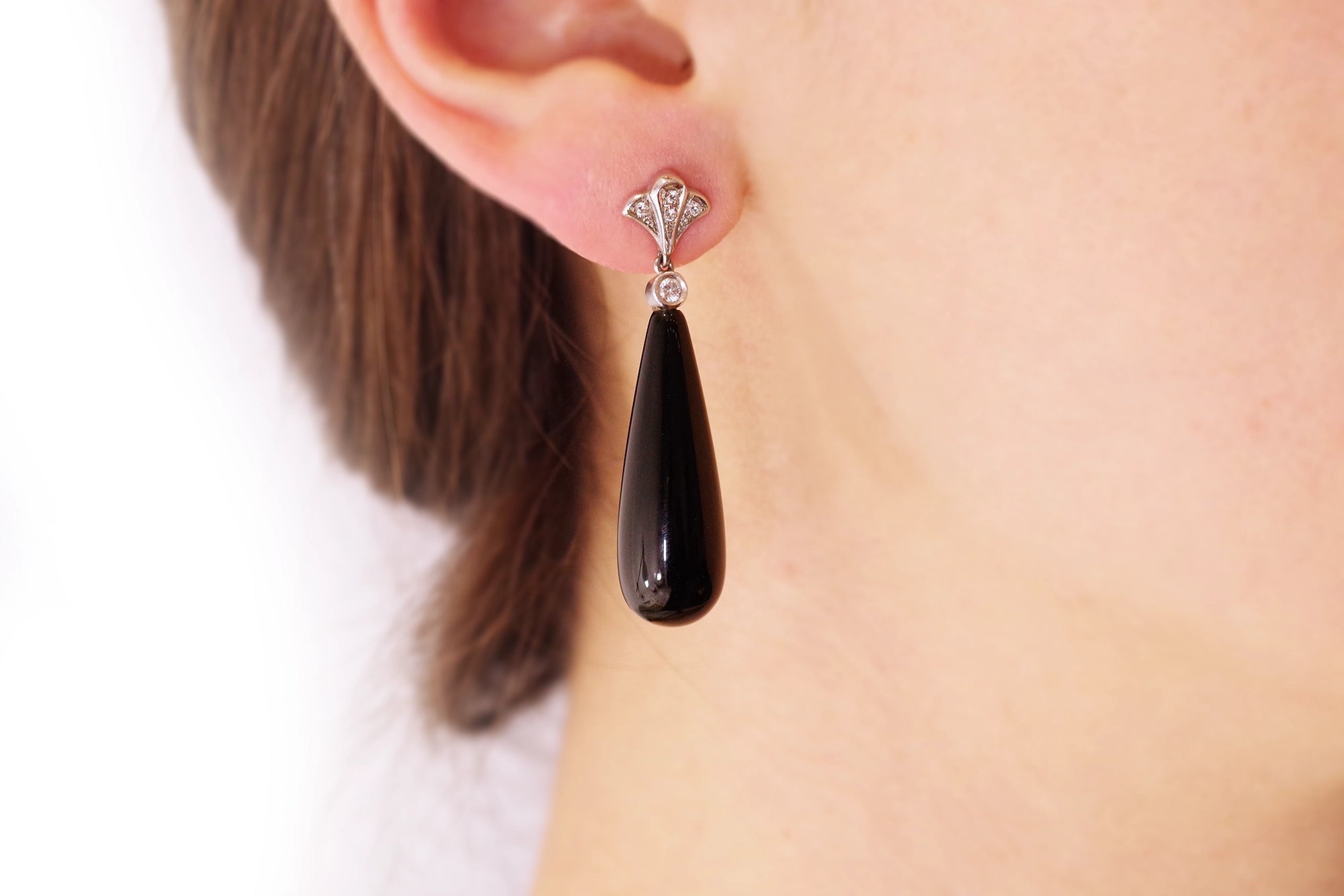 pendants oreille en or 18k onyx