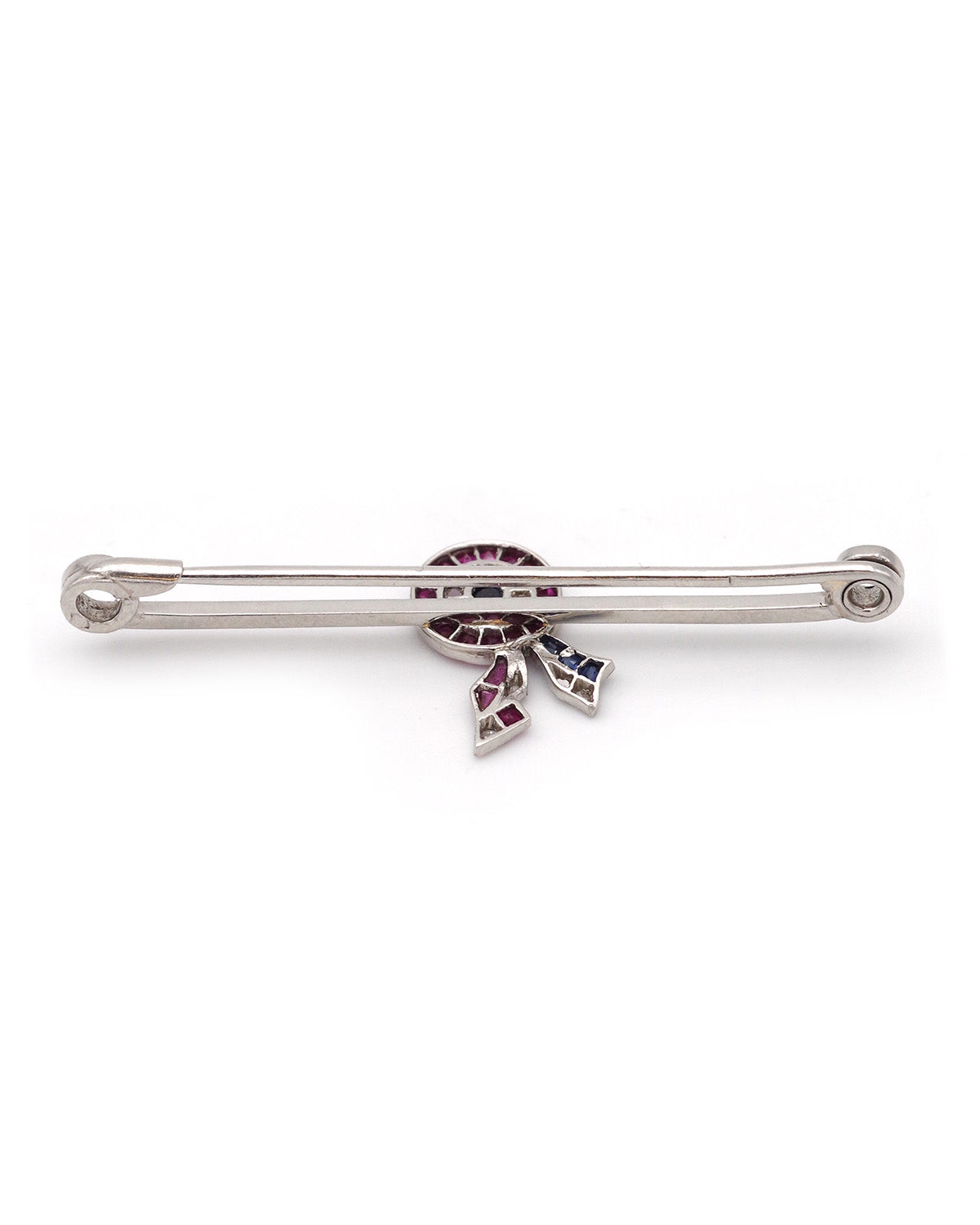 Platinum sapphire ruby brooch by cartier