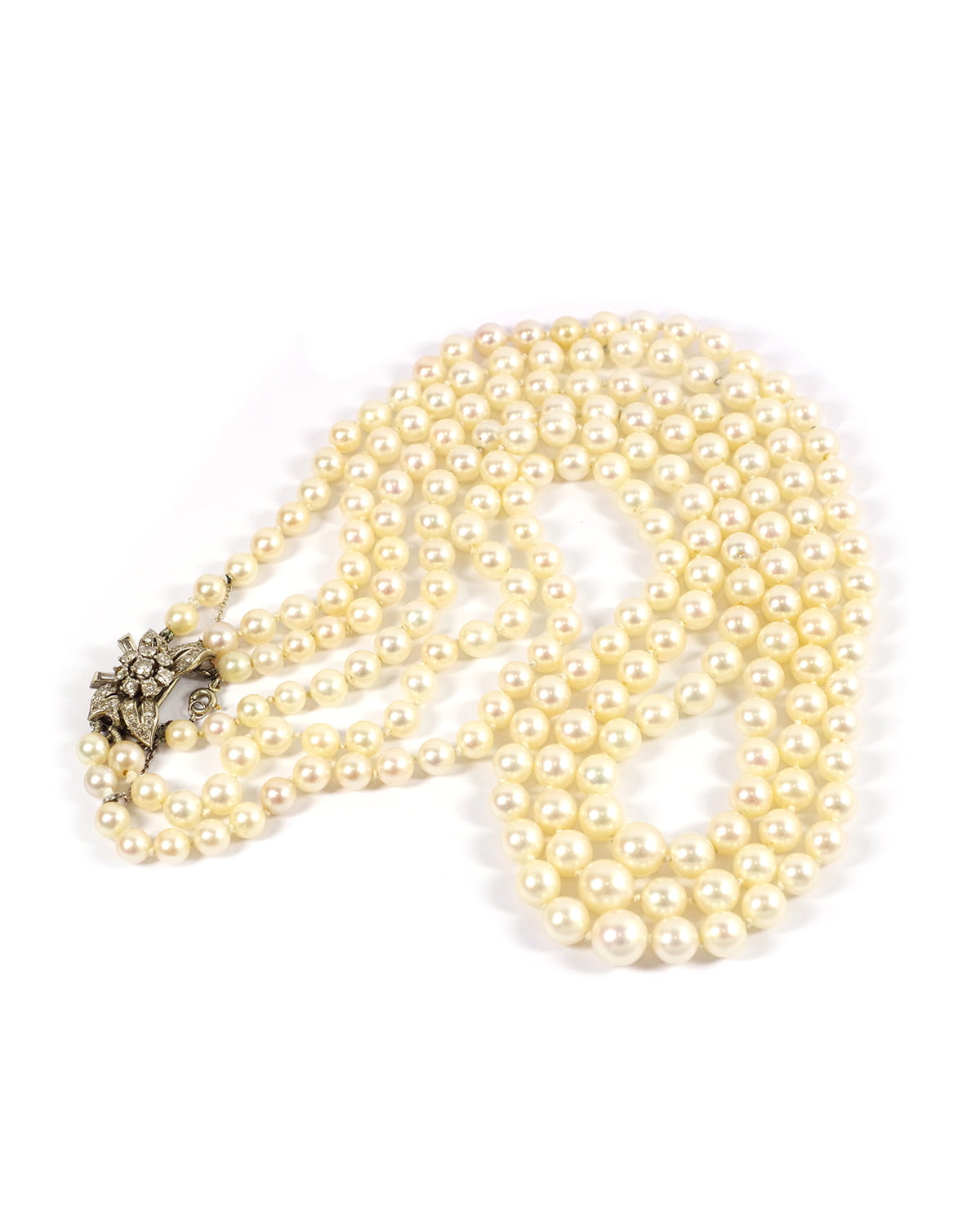 Collier perles et fermoir diamants