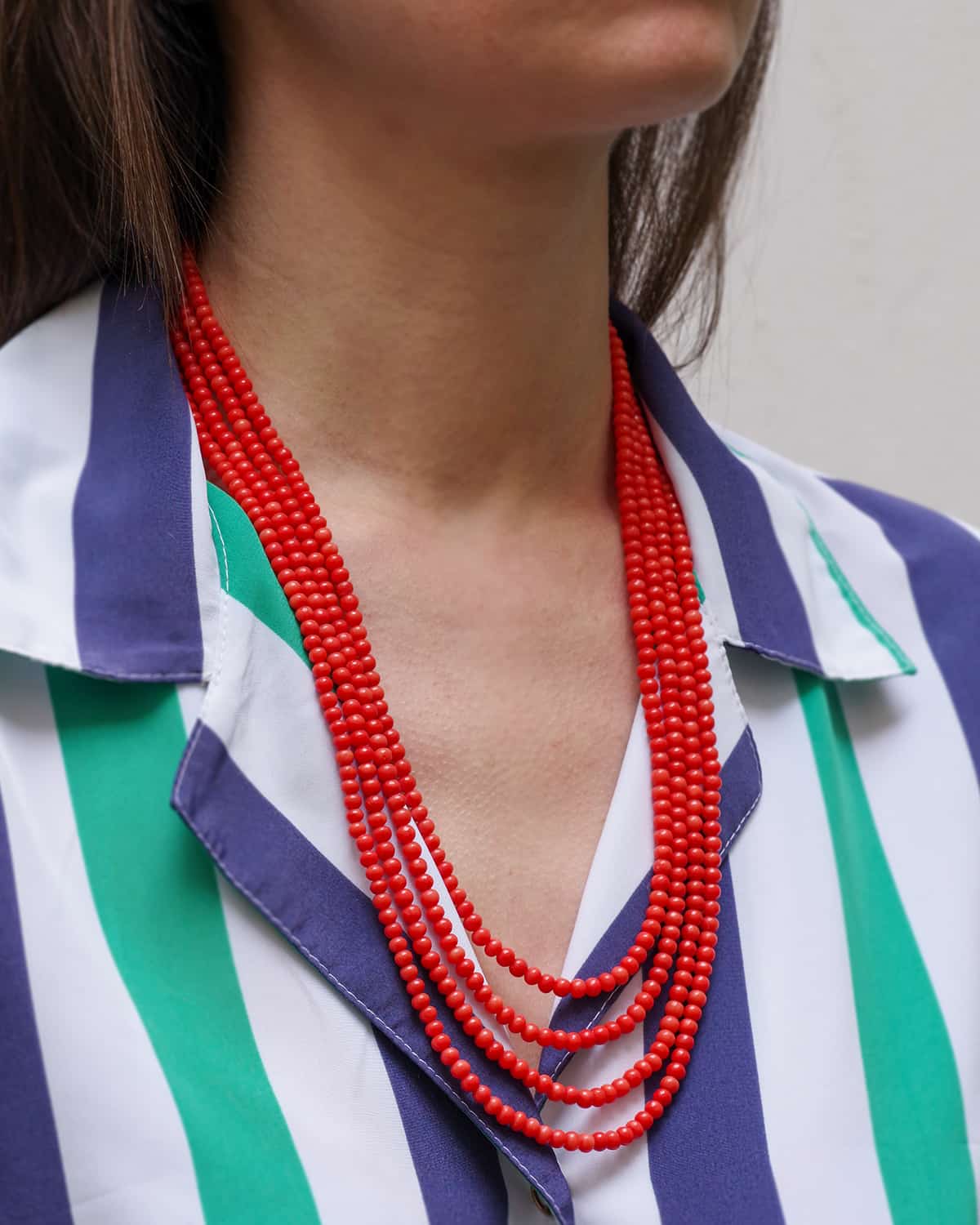 Collier sautoir perles corail